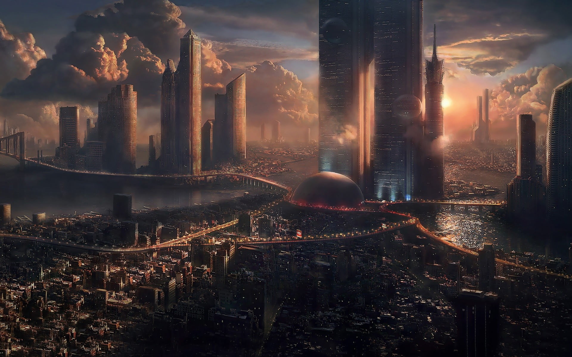 high, tourism, one person, skyscraper, scyscrapers, looking at view, science fiction, sunset, gray, sky, cloud - sky, nature, lifestyles, 1080P, men, rise, HD Wallpaper