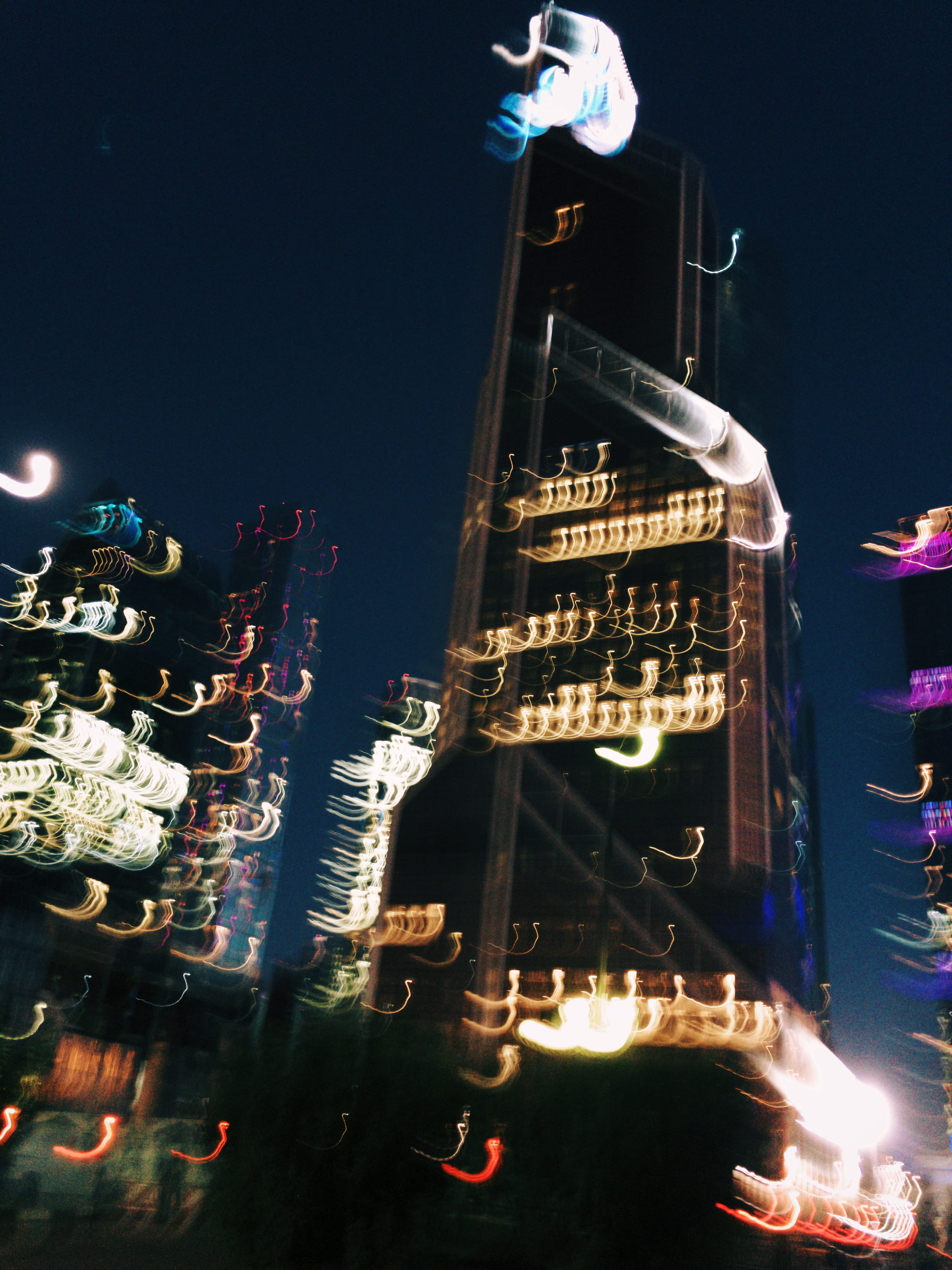 illuminated, building, skyscraper, blur, night, speed, scyscrapers, office building exterior, city, lights, moskva, blurred motion, building exterior, moscow city, Phone HD Wallpaper