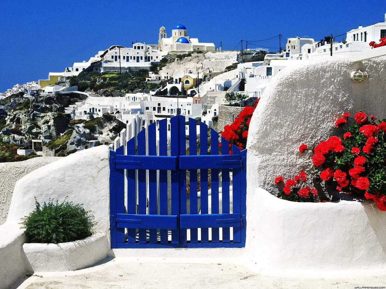 beautiful, houses, art, architecture, Nice, Blue, hd, greece, door, 720P, HD Wallpaper