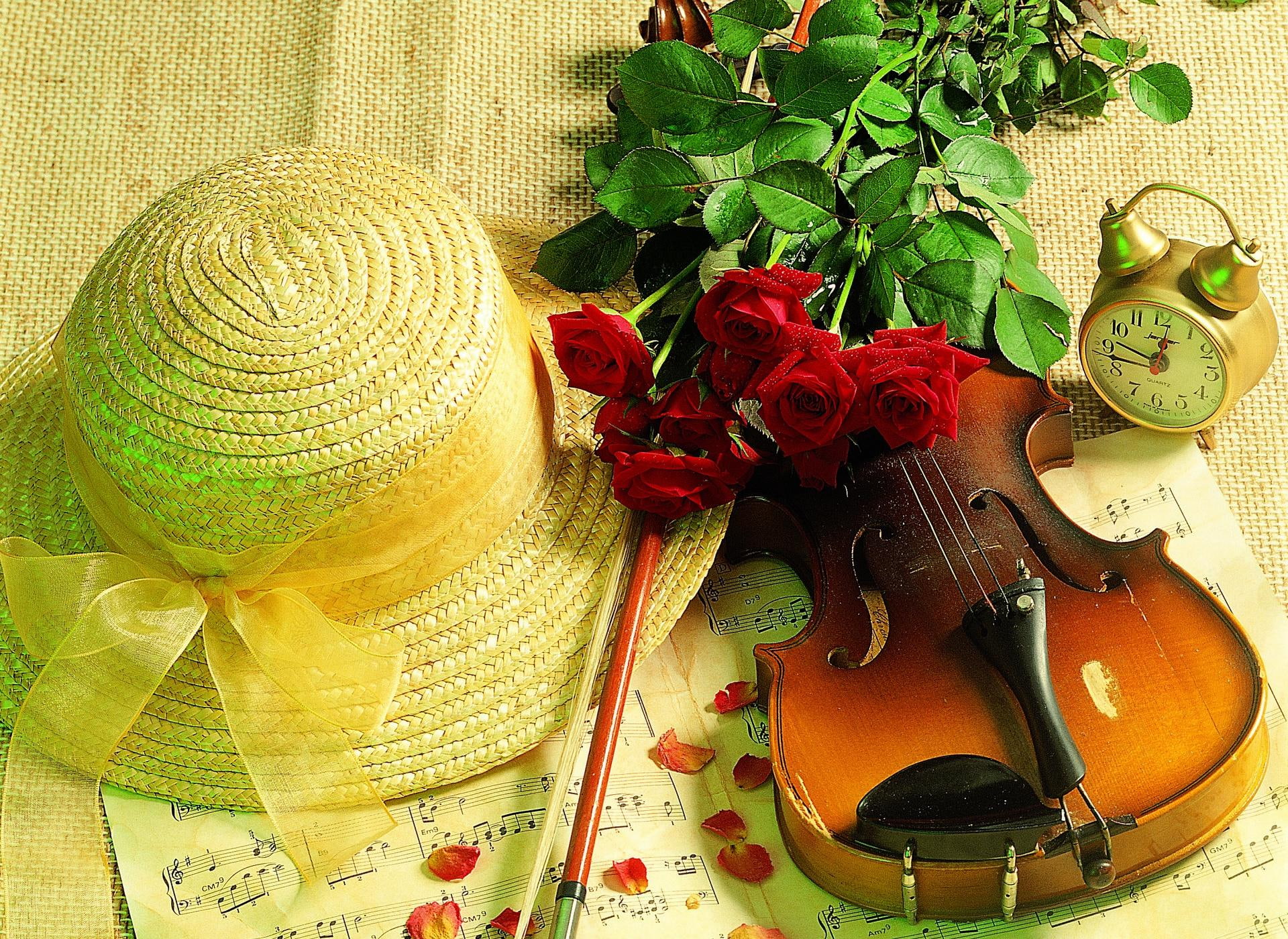 music, red roses, roses, 1080P, beauty, pretty, petals, beautiful, flowers, lovely, still life, HD Wallpaper