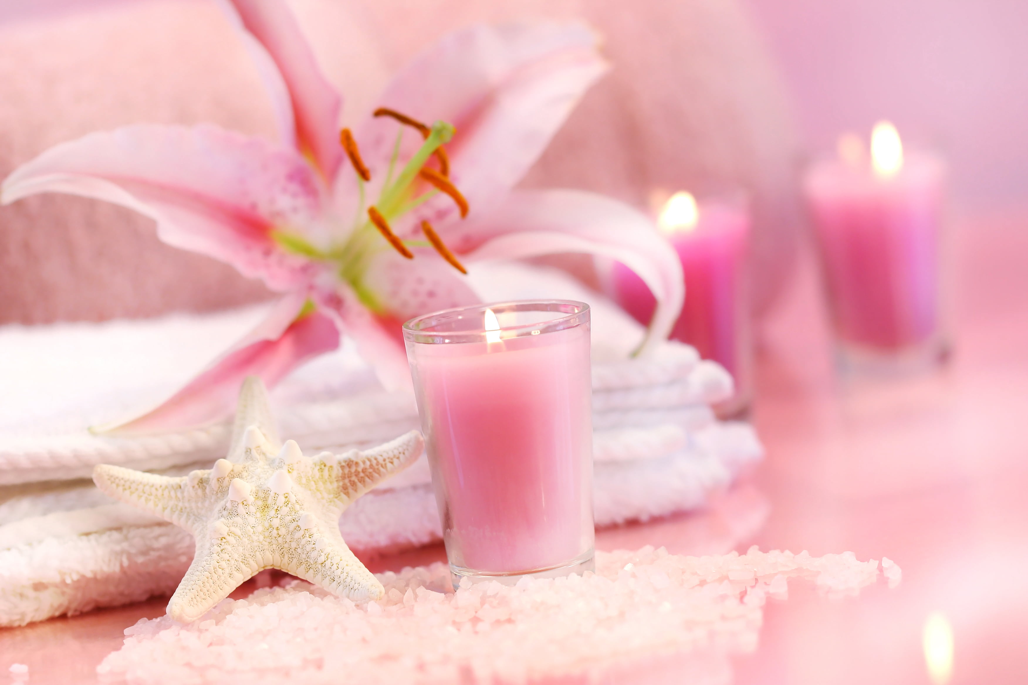 alternative Therapy, copy Space, still life, pink Color, food and drink, softness, tourist Resort, selective focus, massaging, beauty in nature, votive, HD Wallpaper