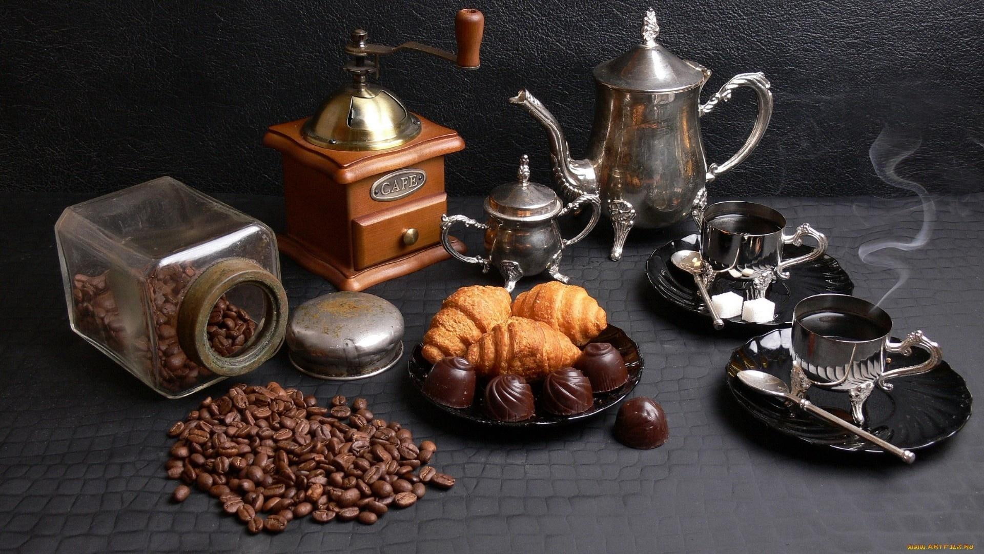 morning, love, coffee beans, grinder, coffee, steel, beans, set, 3d and abstract, photography, tea, beautiful, 1080P, stainless, lovely, HD Wallpaper