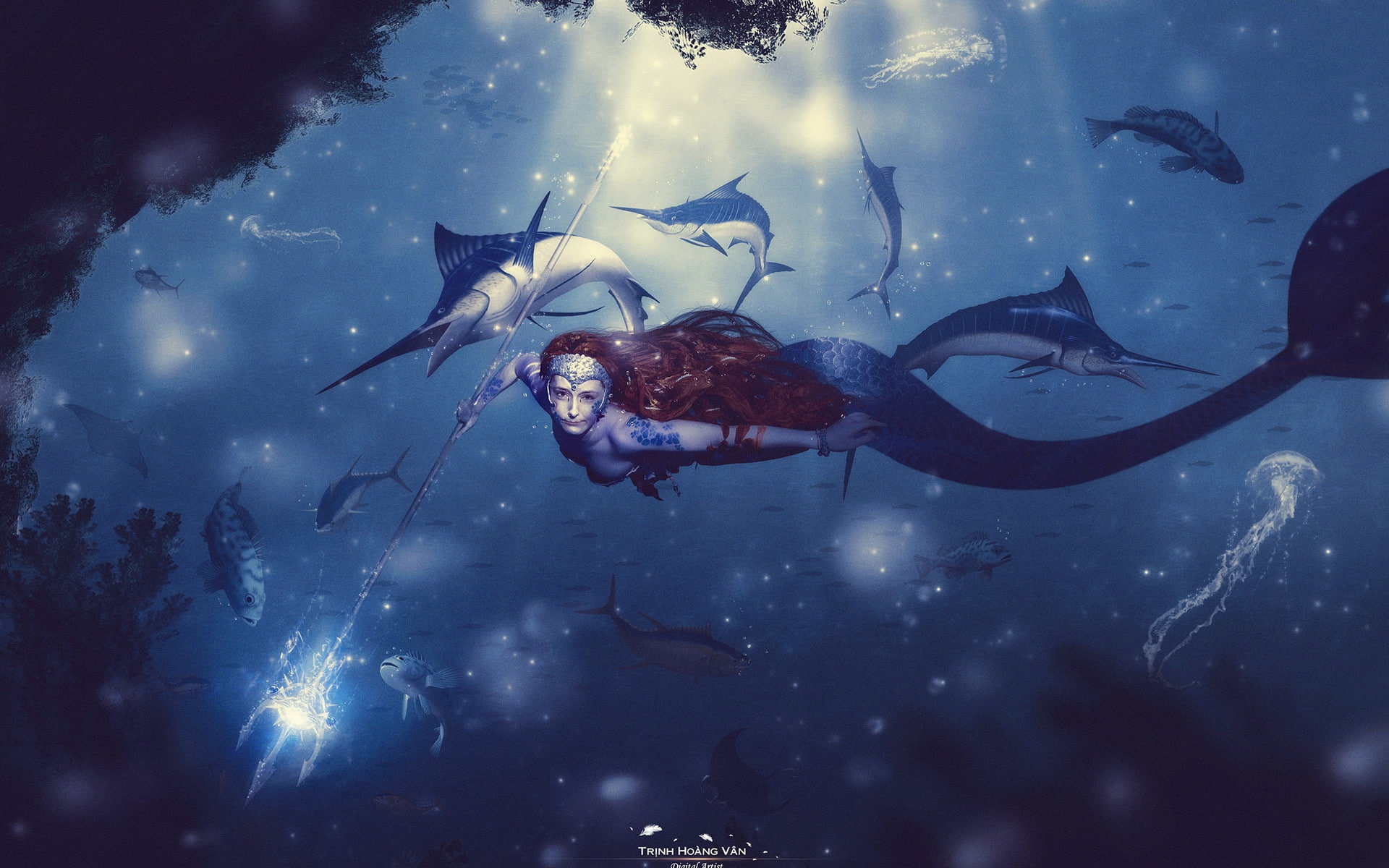 underwater, mermaid, sea, 1080P, queen, HD Wallpaper