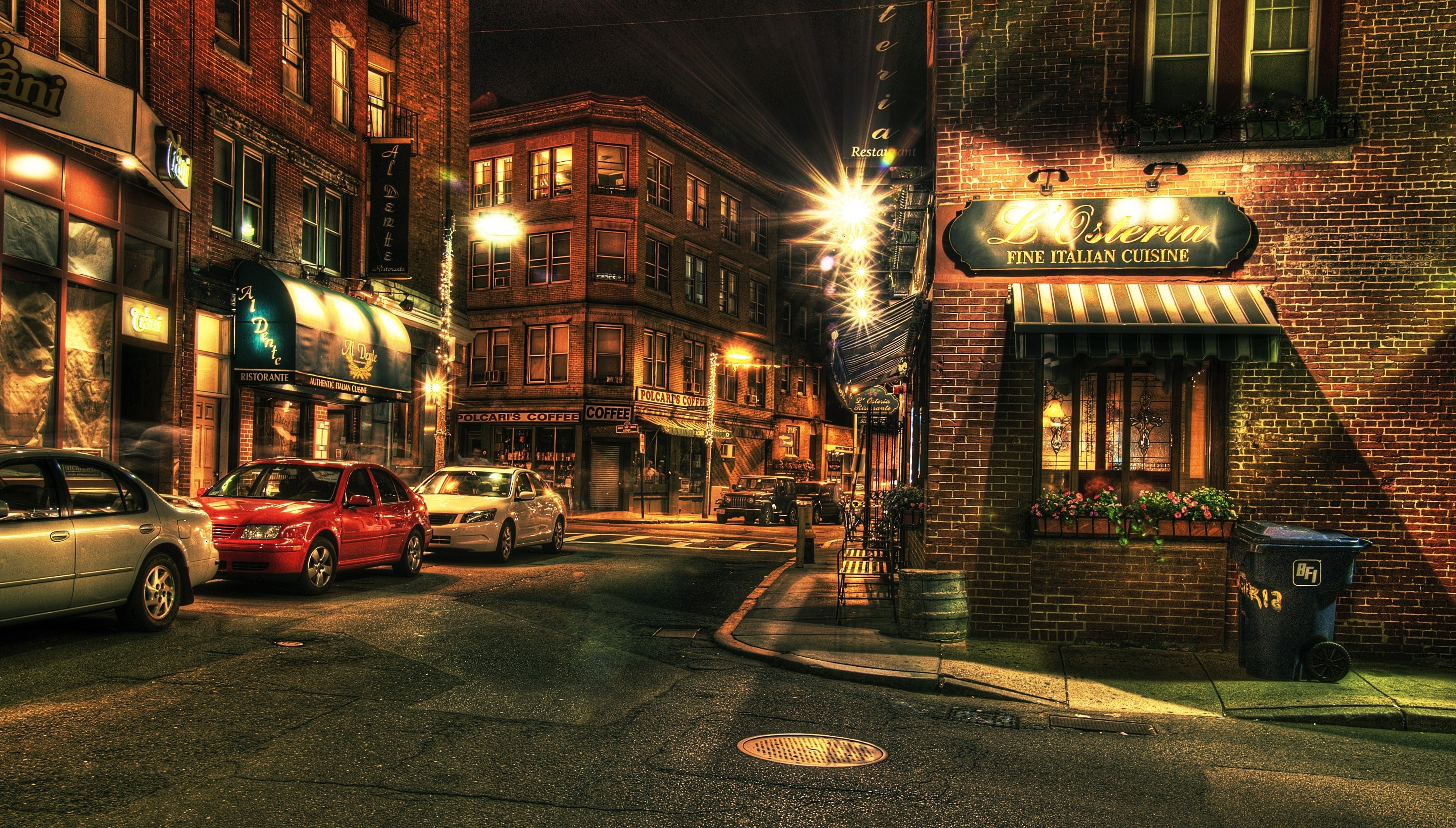 outdoors, lighting equipment, architecture, mode of transportation, table, Boston, brown, wooden, street, city street, building, city, street light, land vehicle, HD Wallpaper
