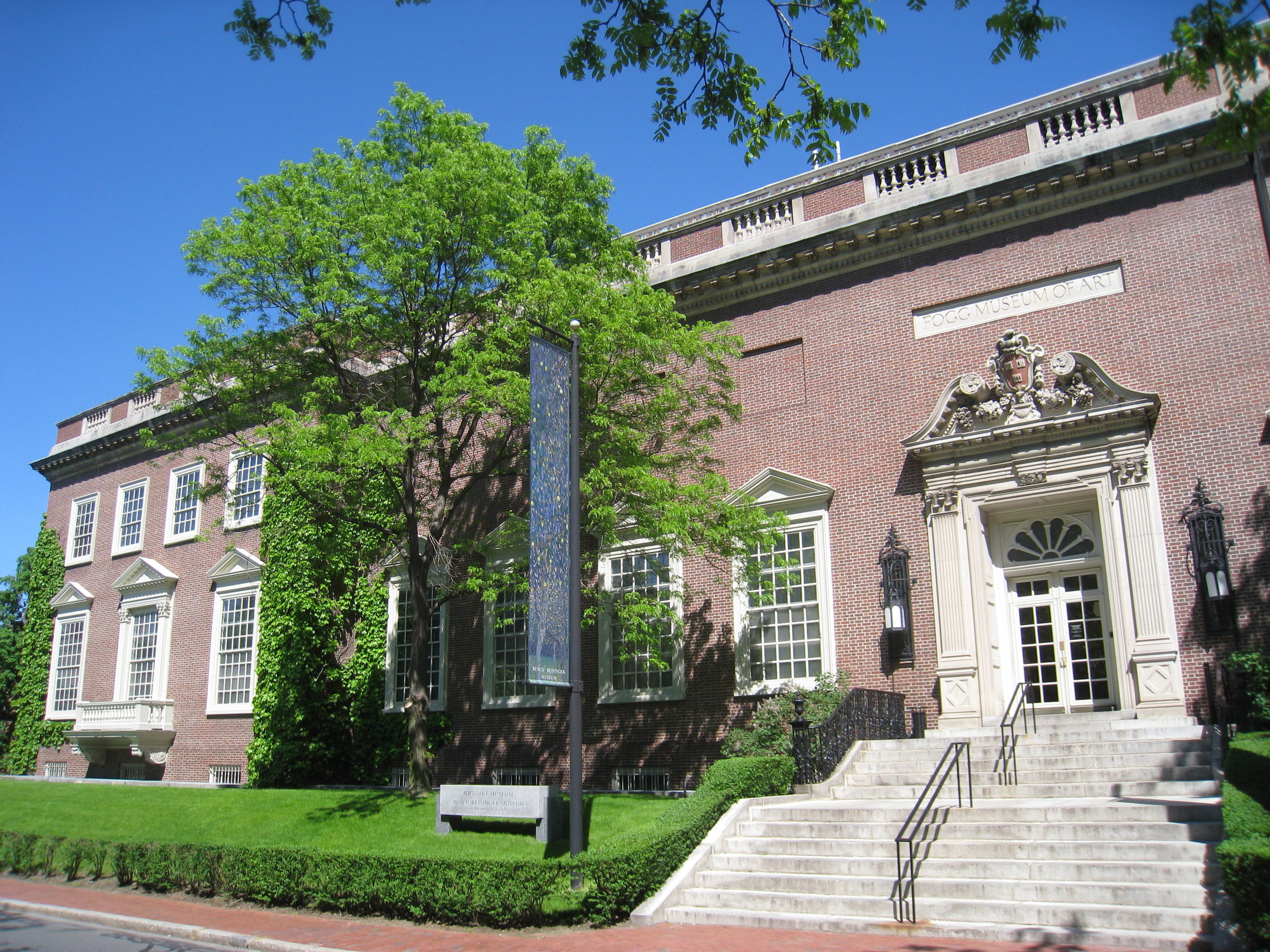 built Structure, photos, Cambridge, massachusetts, clear sky, facade, staircase, tree, building Exterior, Massachusetts, university, architecture, architecture And Buildings, HD Wallpaper