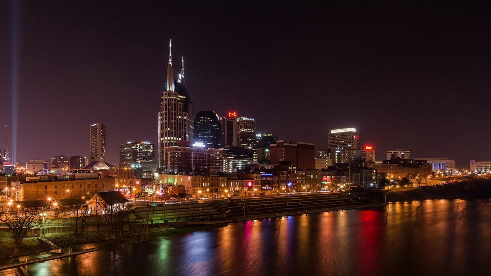 tower, reflection, tall - high, sky, no people, cumberland, skyscraper, building exterior, city, united states, night, office building exterior, architecture, HD Wallpaper
