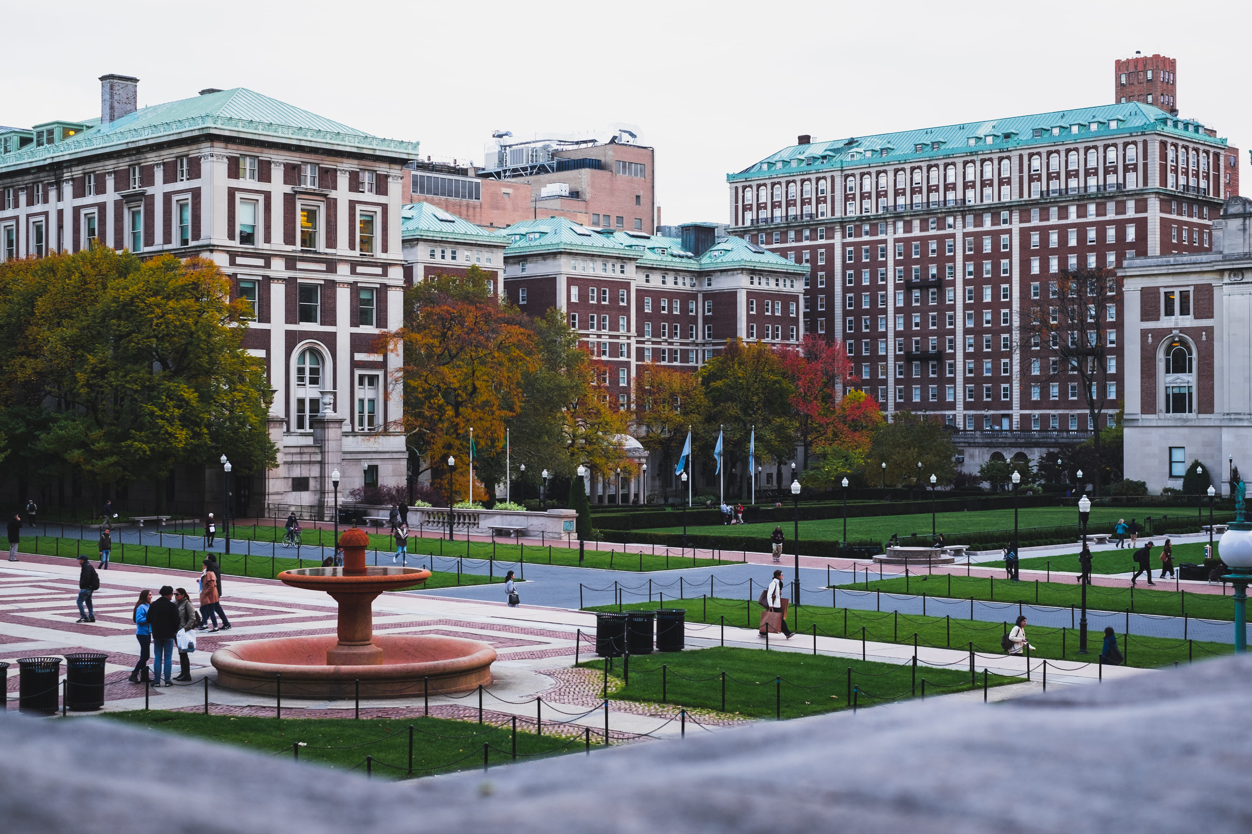 day, real people, architecture, new york, clear sky, buildings, 4K, nature, building exterior, incidental people, building, columbia university, united states, HD Wallpaper