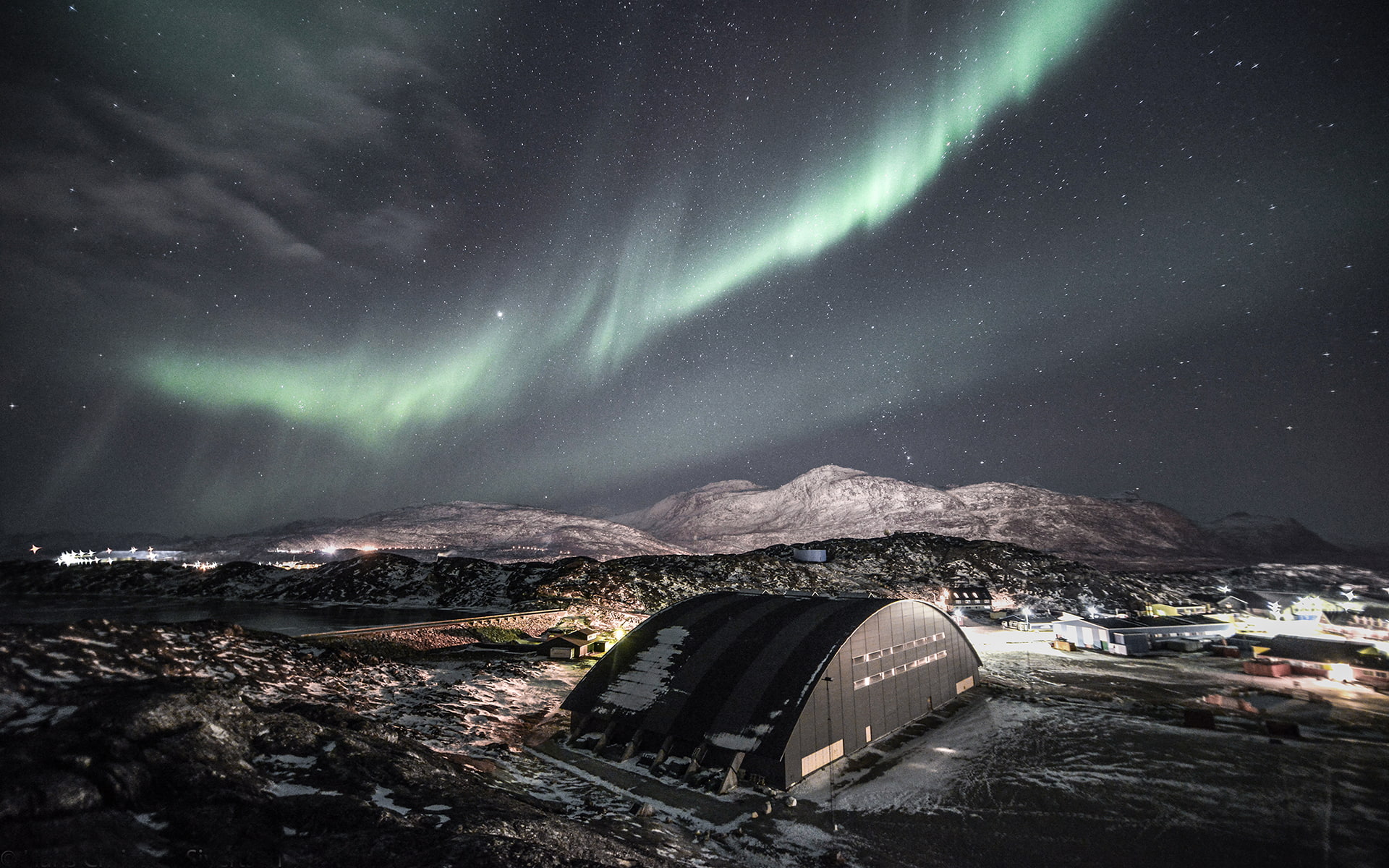 mountains, hd, night, nature, black, aurora, 1080P, lights, stars, borealis, landscape, northern, HD Wallpaper