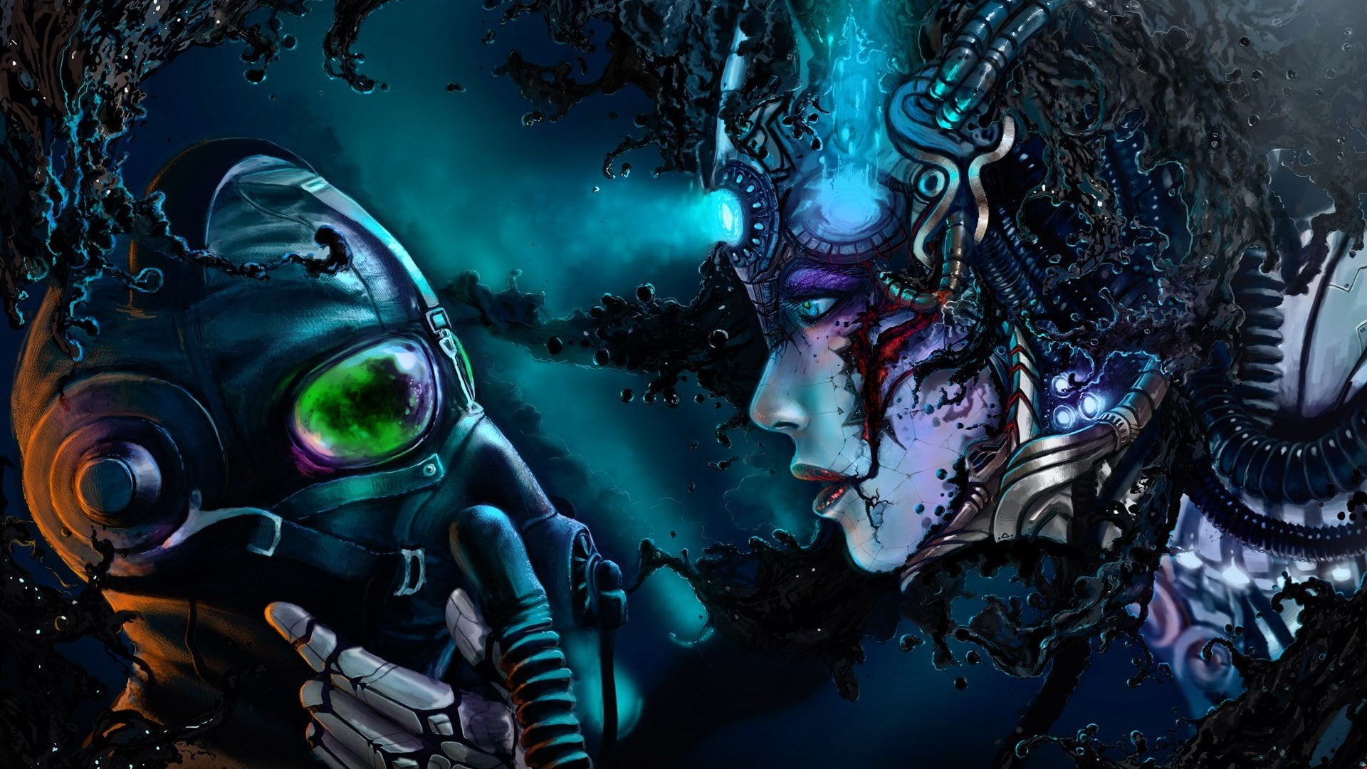 gas, creepy, fiction, comic, dark, romantically, horror, 1080P, scary, gasmask, technics, sci-fi, apocalyptic, futuristic, science, mask, HD Wallpaper