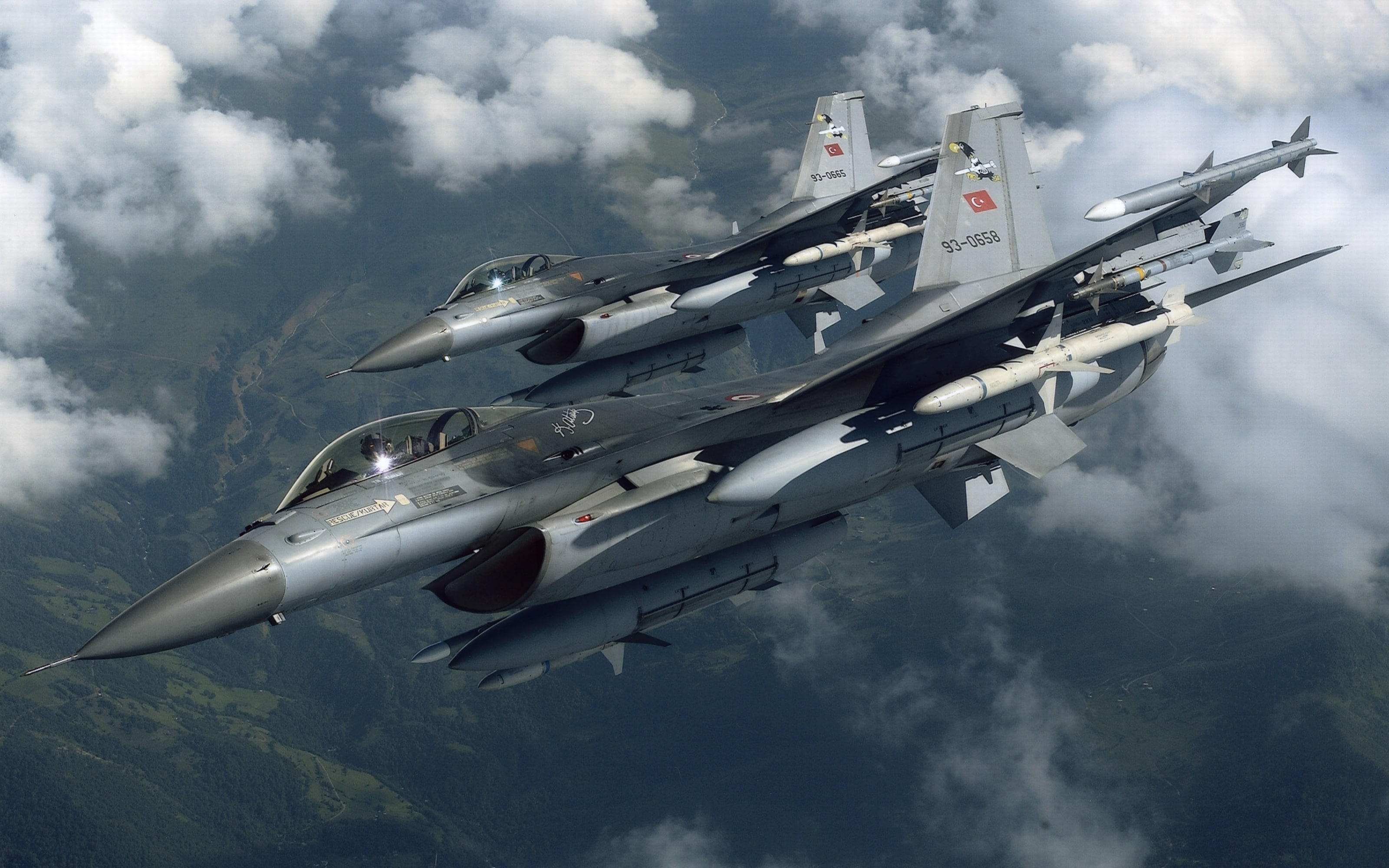 gun, aircrafts, 2K, f, skyscapes, falcon, aircraft, Clouds, top, military, turkey, x, art, hd, HD Wallpaper
