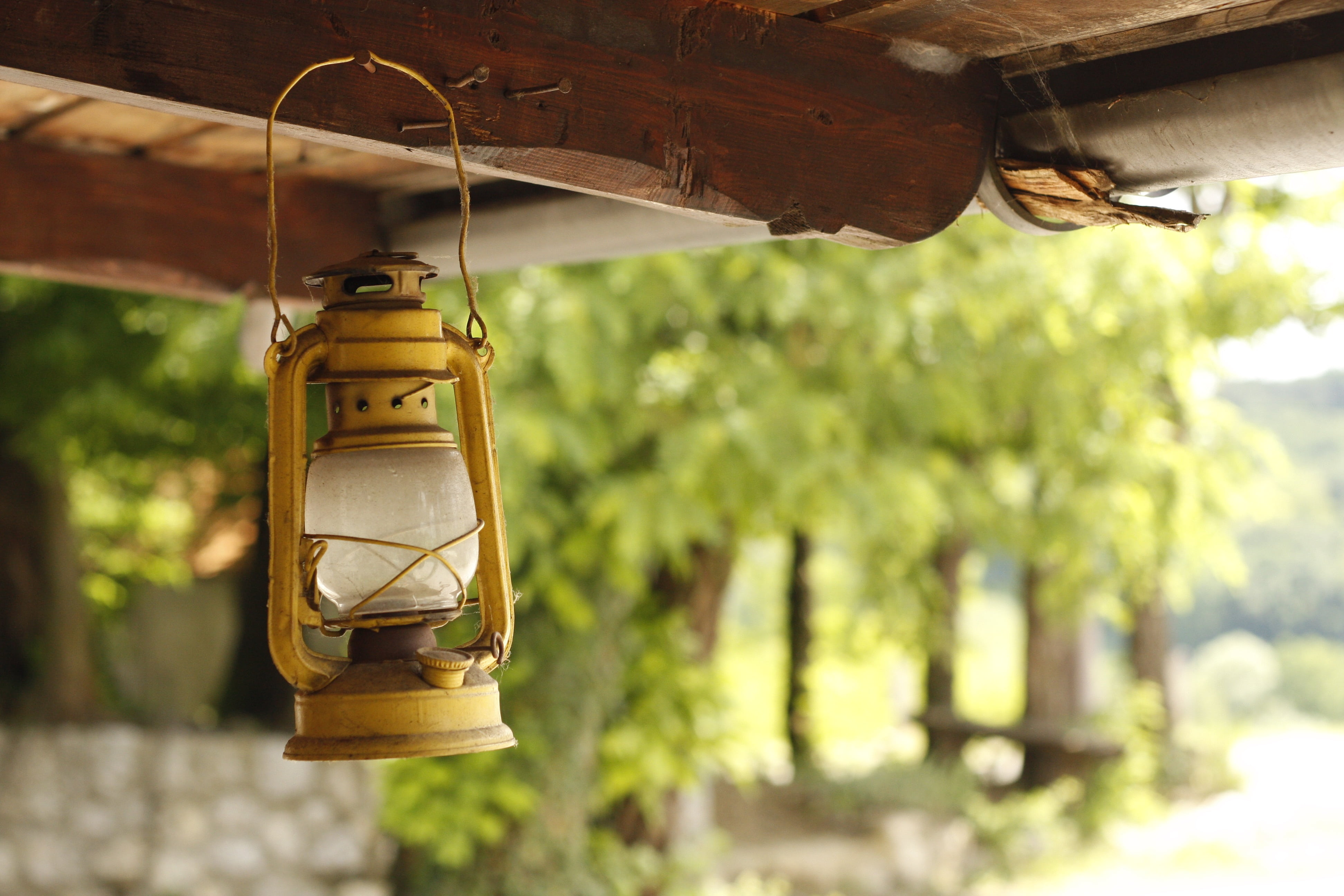 front or back yard, plant, tree, wood - material, decoration, bell, tubular, day, hanging, selective, focus, close-up, wind chime, electric lamp, 4K, outdoors, HD Wallpaper