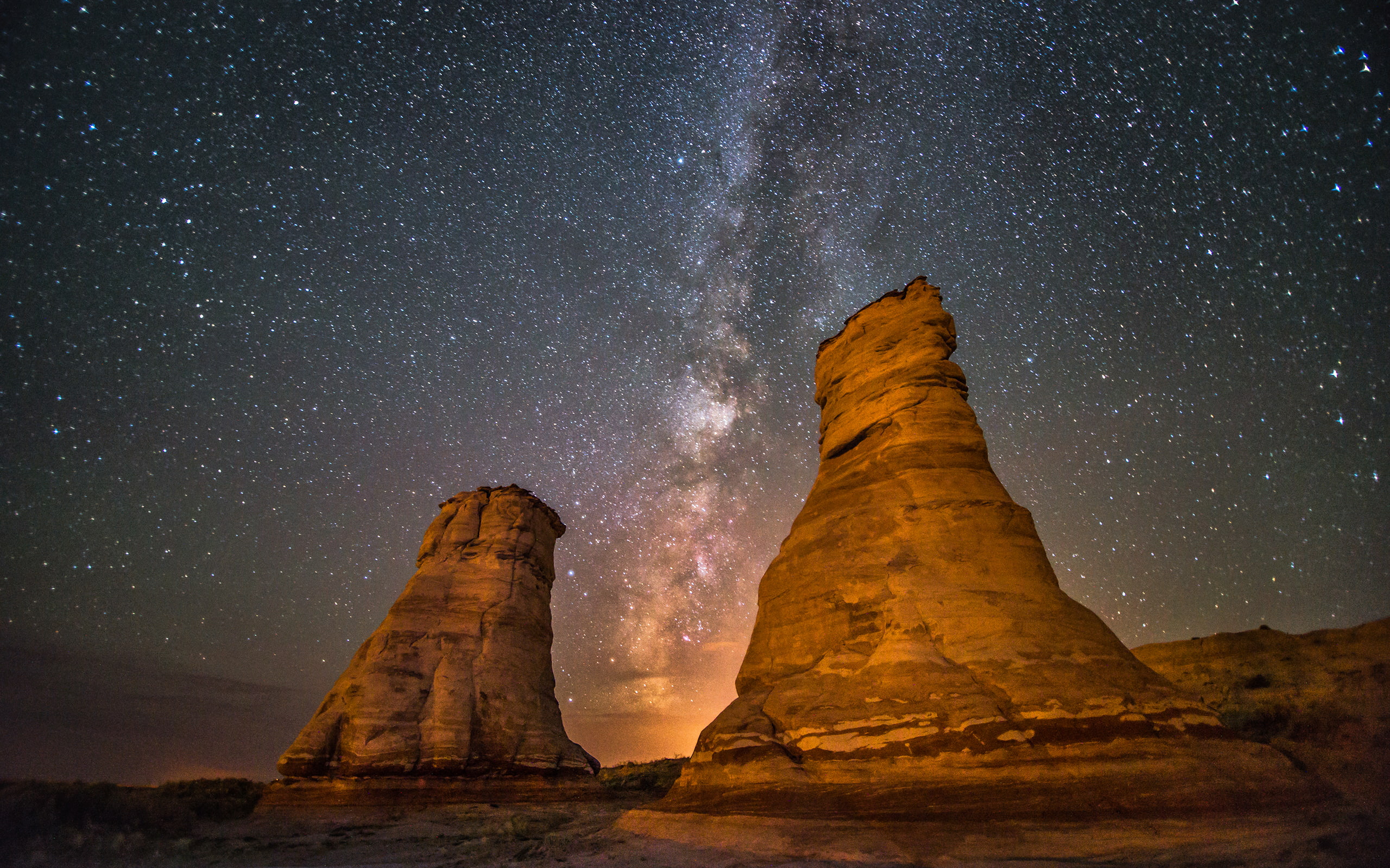 stars, milky, 2K, night, nature, rock, hd, way, stone, desert, galaxy, HD Wallpaper