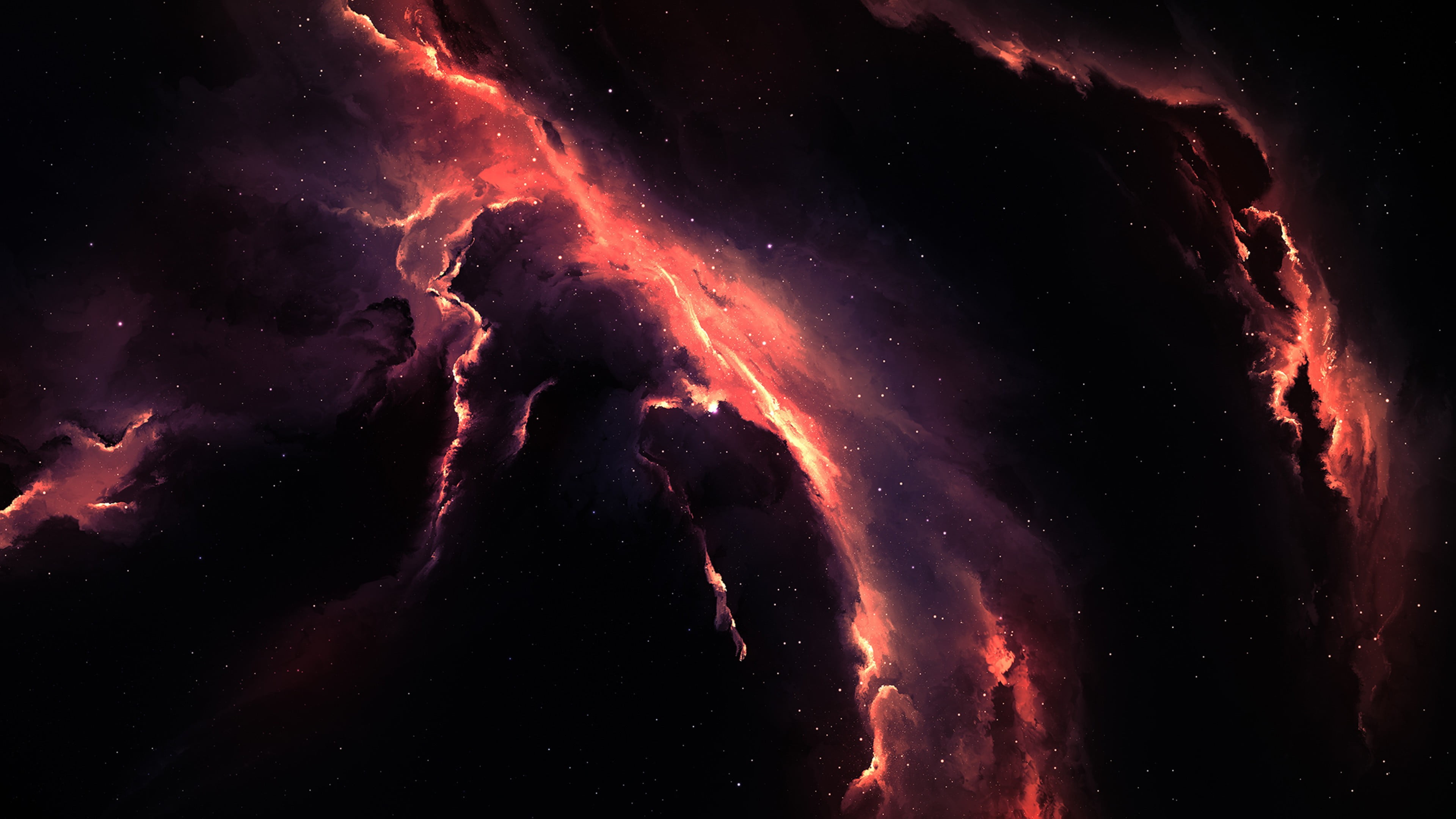 digital art, nature, nebula, beauty in nature, galaxy, dark, space art, Gas giant, space, red, 3D, glowing, lava, 4K, no people, astronomy, geology, majestic, HD Wallpaper