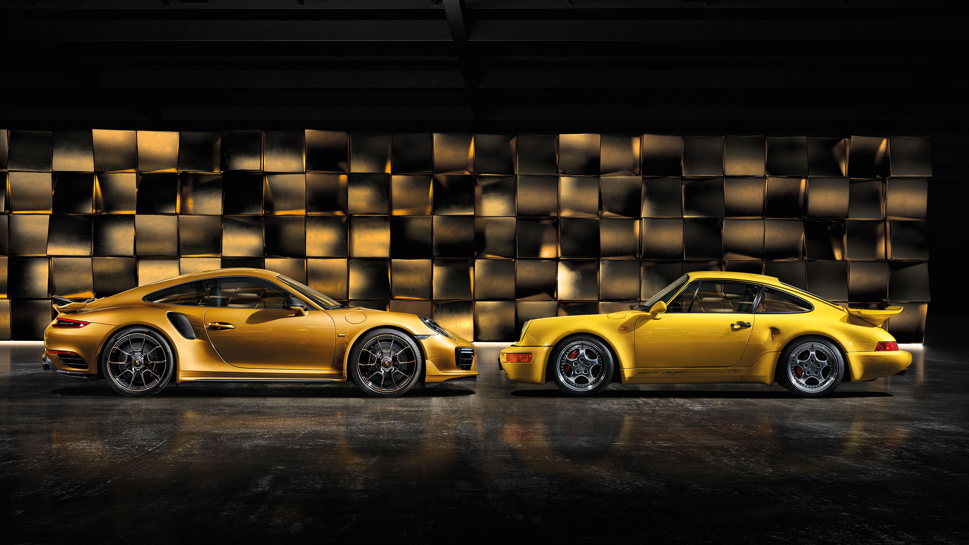 2K, rain, illuminated, mode of transportation, night, 2017, road, vintage car, 991, porsche, architecture, turbo, transportation, series, travel, yellow, HD Wallpaper