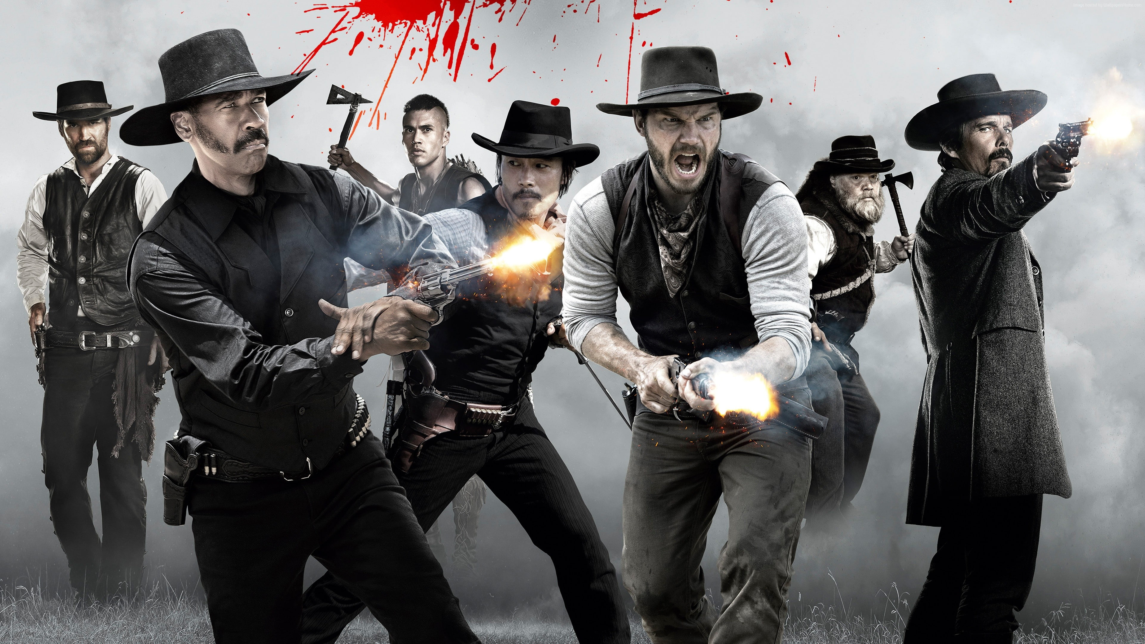 Denzel Washington, Ethan Hawke, The Magnificent Seven, Chris Pratt, 4K, HD Wallpaper