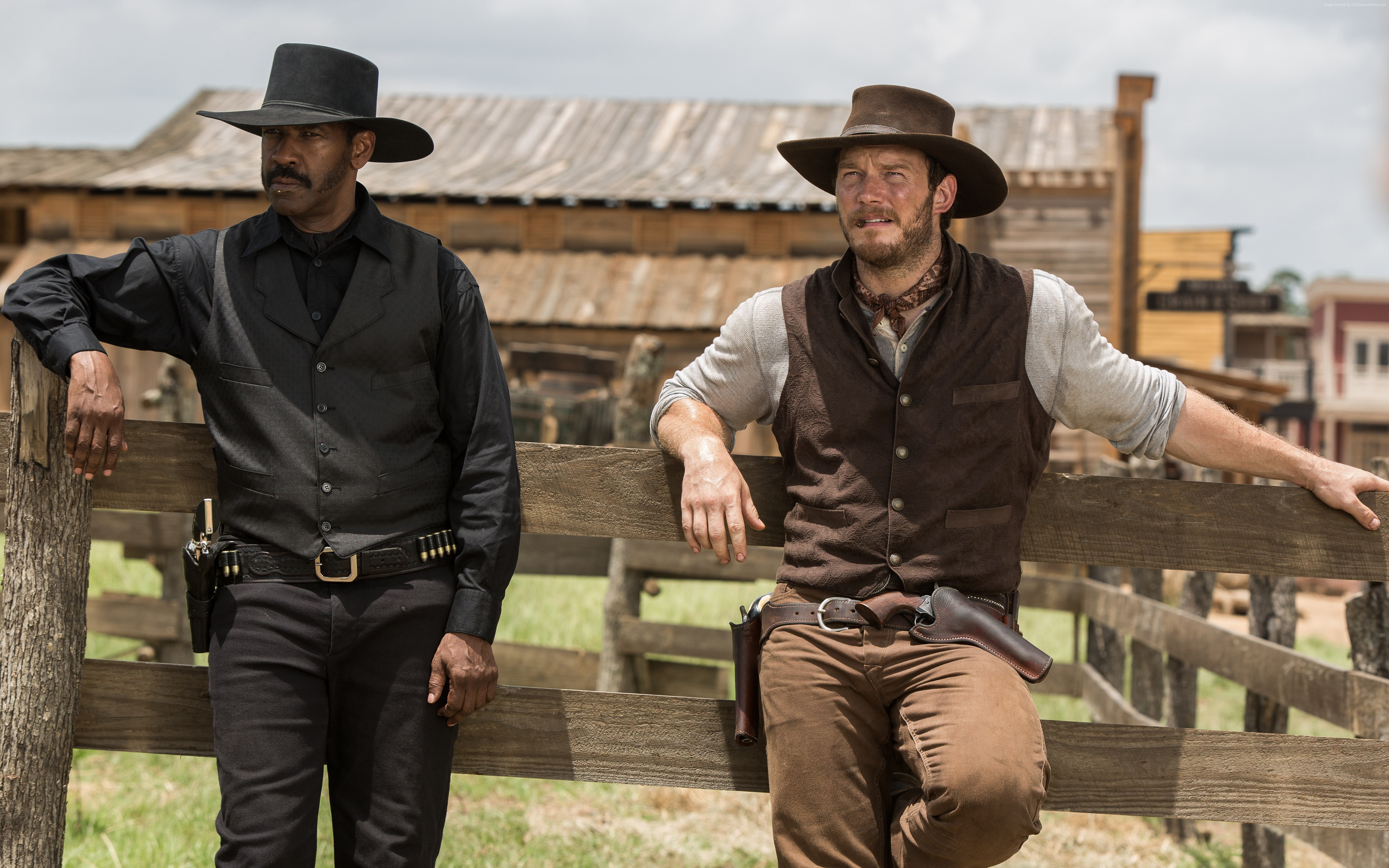 Denzel Washington, 5K, The Magnificent Seven, Chris Pratt, HD Wallpaper