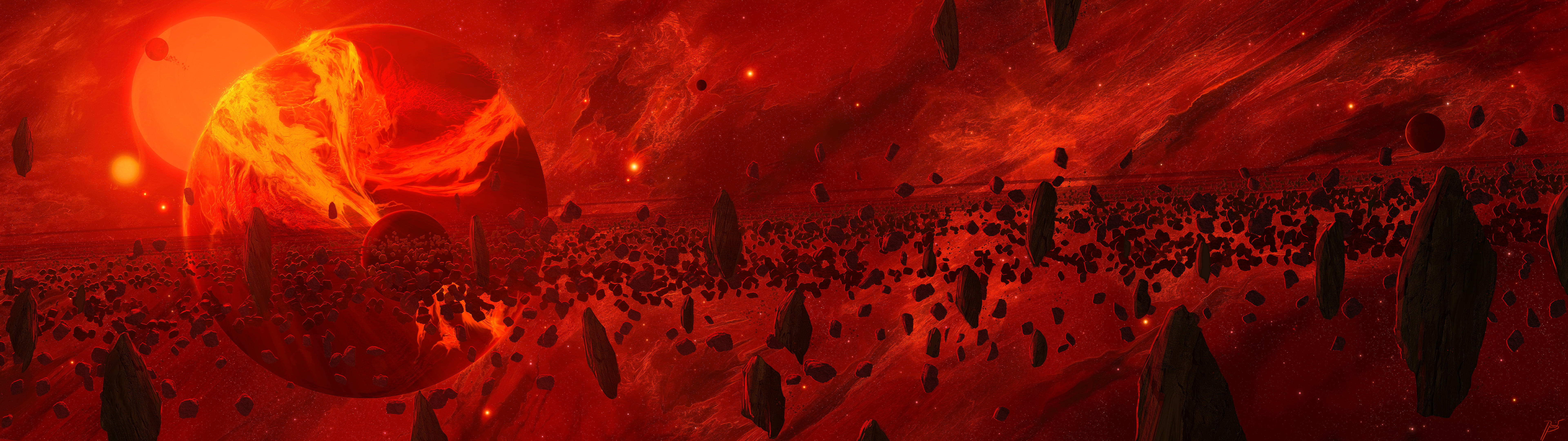 dual display, dual monitors, 8K, space art, JoeyJazz, HD Wallpaper
