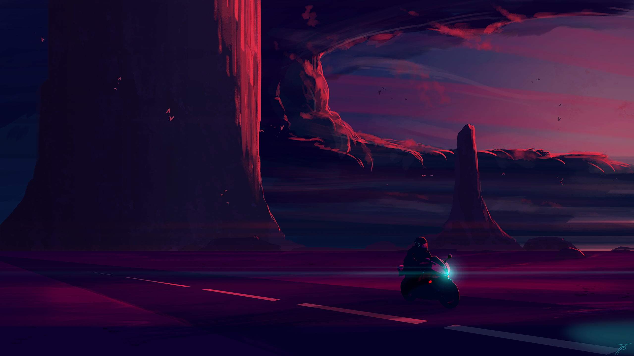 JoeyJazz, desert, 2K, motorcycle, highway, HD Wallpaper