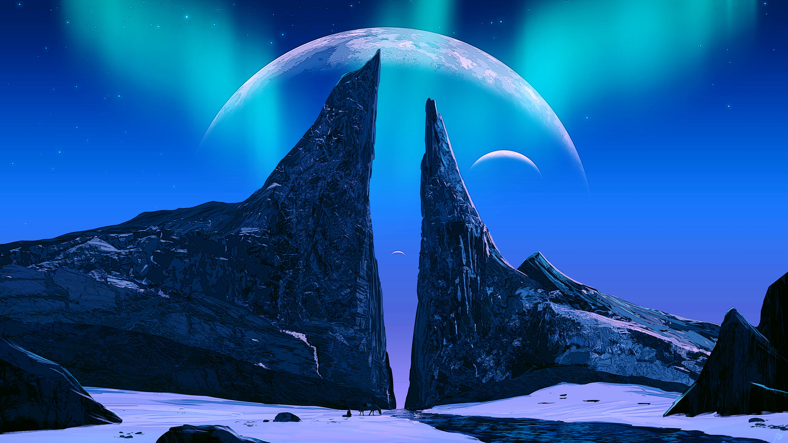 JoeyJazz, aurorae, 2K, space art, HD Wallpaper