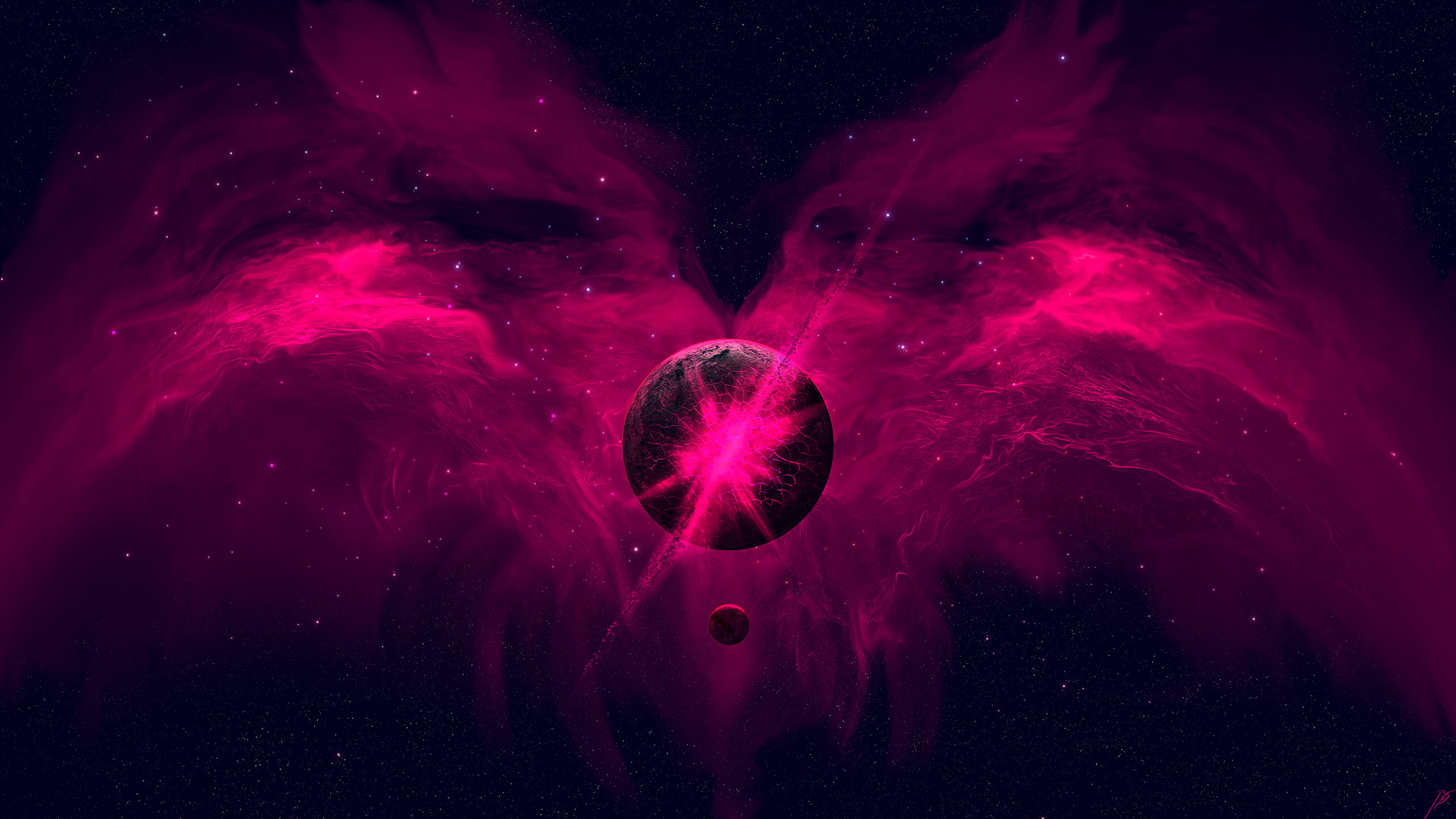 space art, nebula, planet, JoeyJazz, 2K, HD Wallpaper