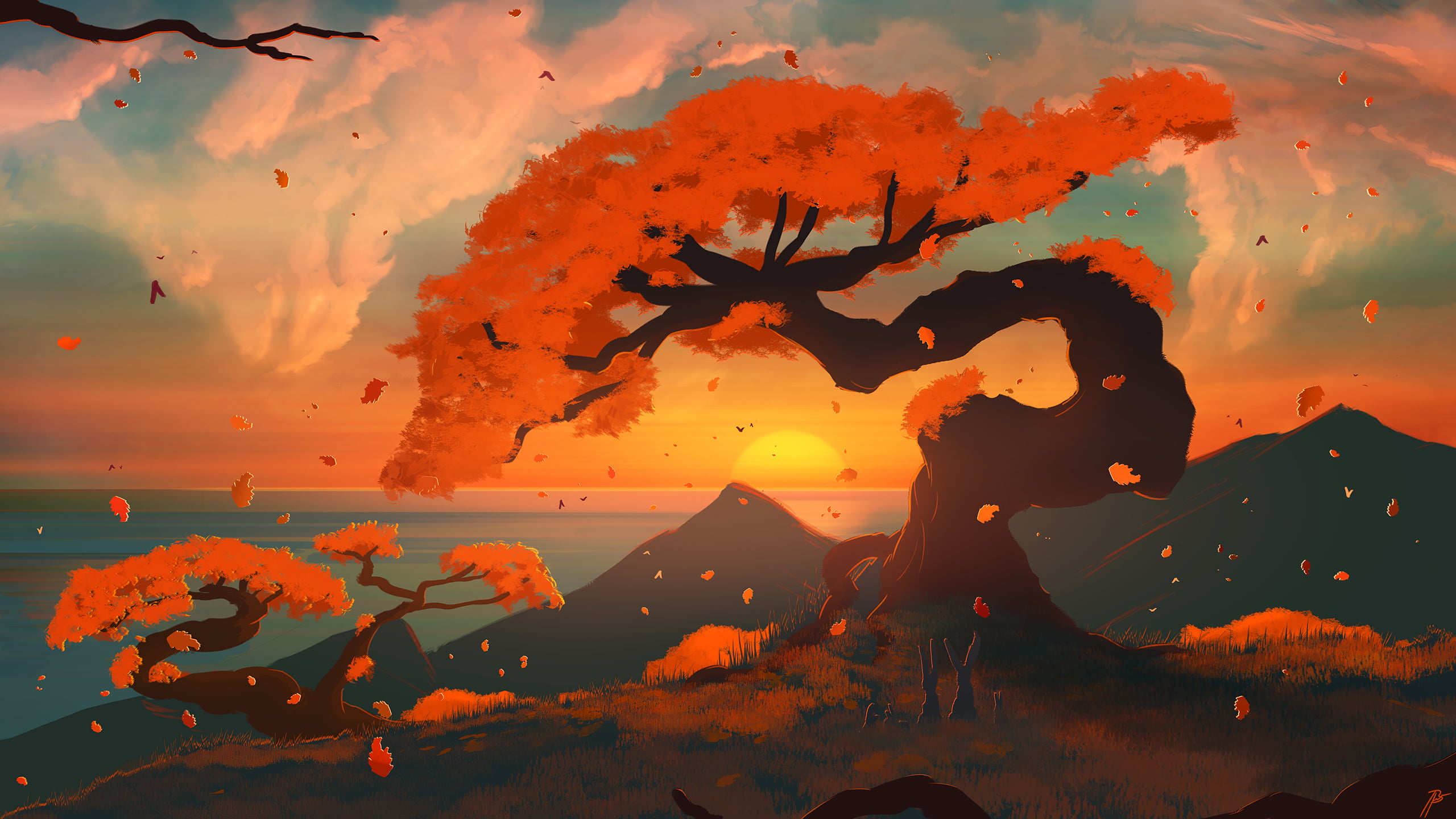 fall, landscape, digital painting, JoeyJazz, 2K, HD Wallpaper