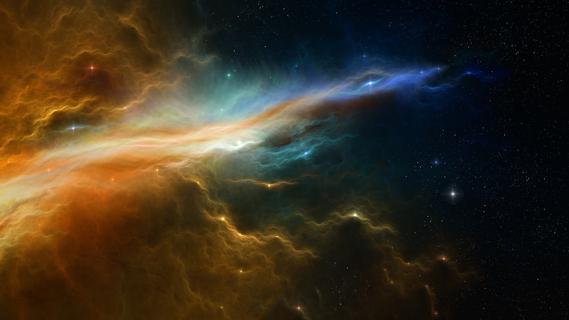 bright, cloud - sky, colorful, painting, astronomy, glowing, sky, 1080P, space art, night, illuminated, nature, power in nature, multi colored, digital art, HD Wallpaper