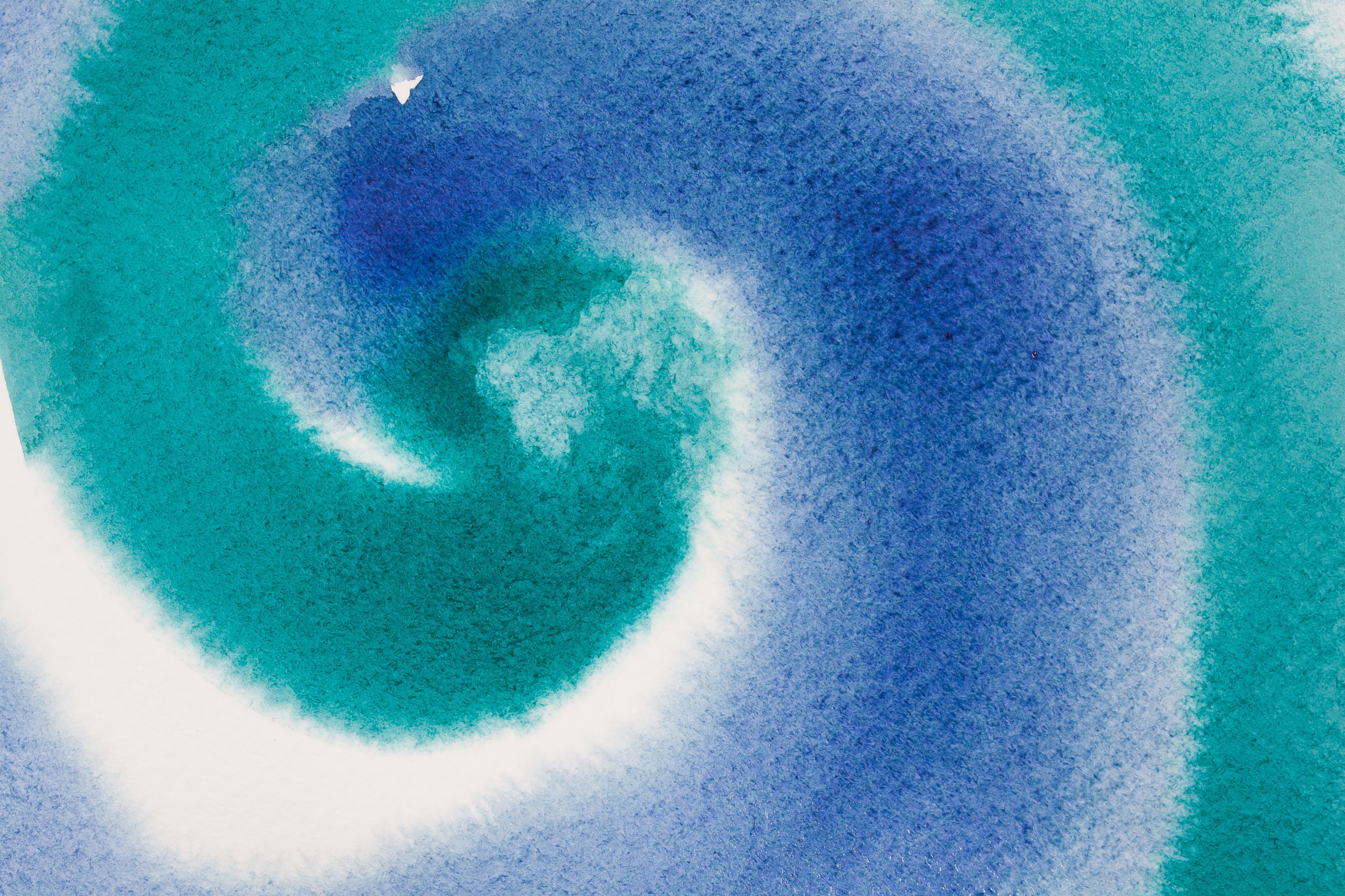 green color, watercolour, watercolor, shape, blue, high angle view, spiral, background, painting, painted, pattern, tie, turquoise, backgrounds, circle, HD Wallpaper