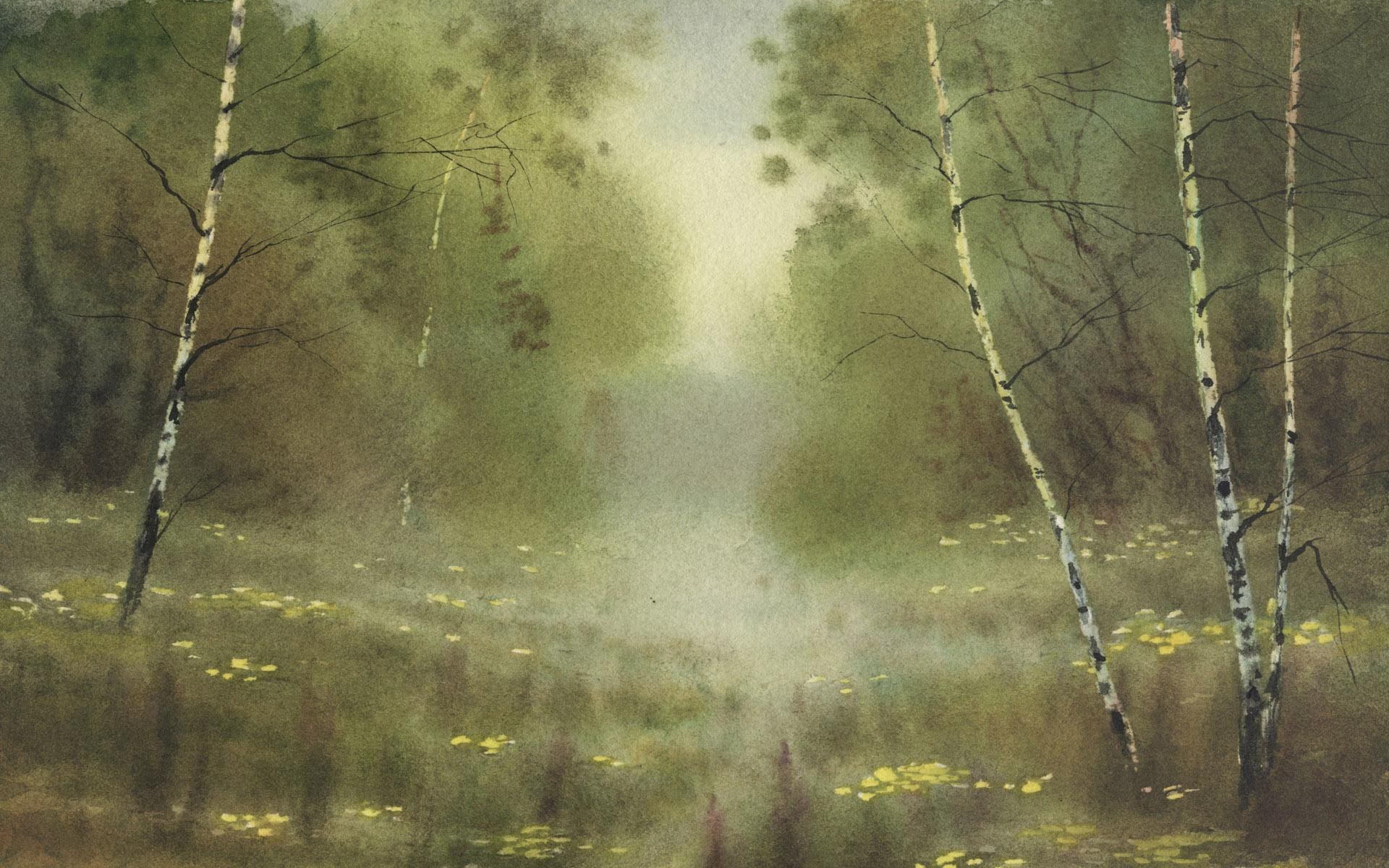 1080P, 3d and abstract, chinese, painting, watercolor, chinese painting, green, HD Wallpaper