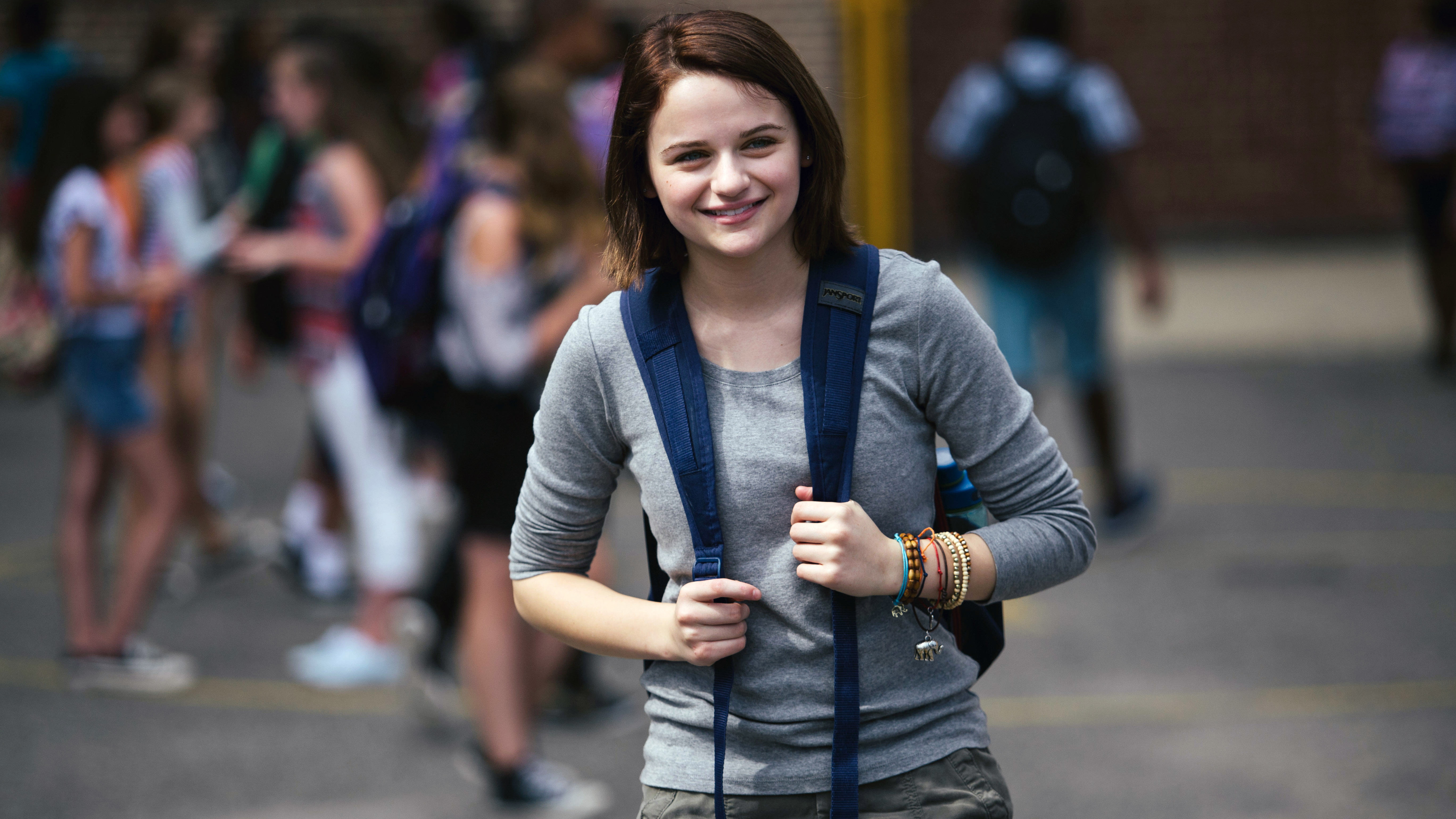 wearing, neck, 5K, long, gray, 5K, Joey King, shirt, American actress, sleeved, woman, crew, HD Wallpaper