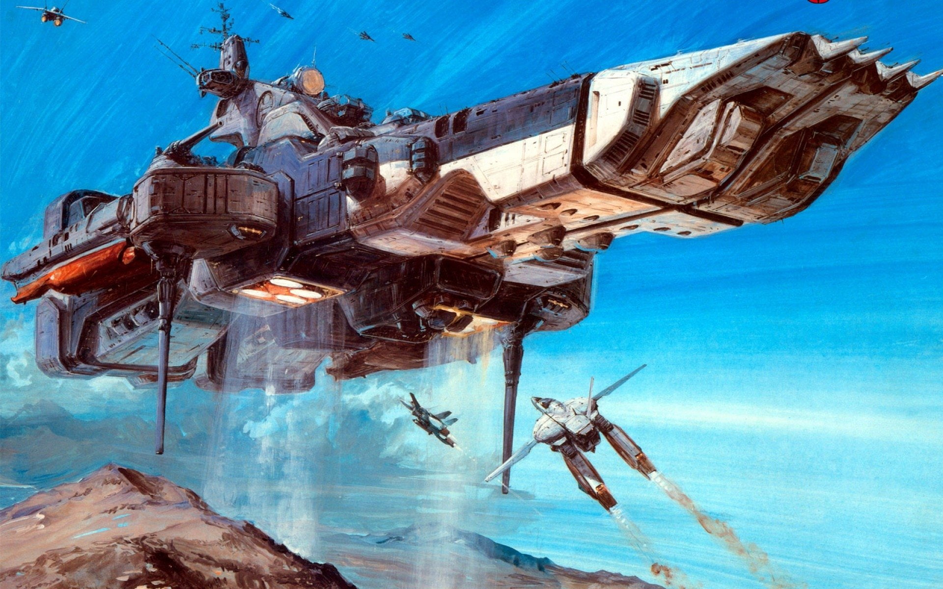 Robotech, Anime, black, aircraft, white, Macross, 1080P, HD Wallpaper