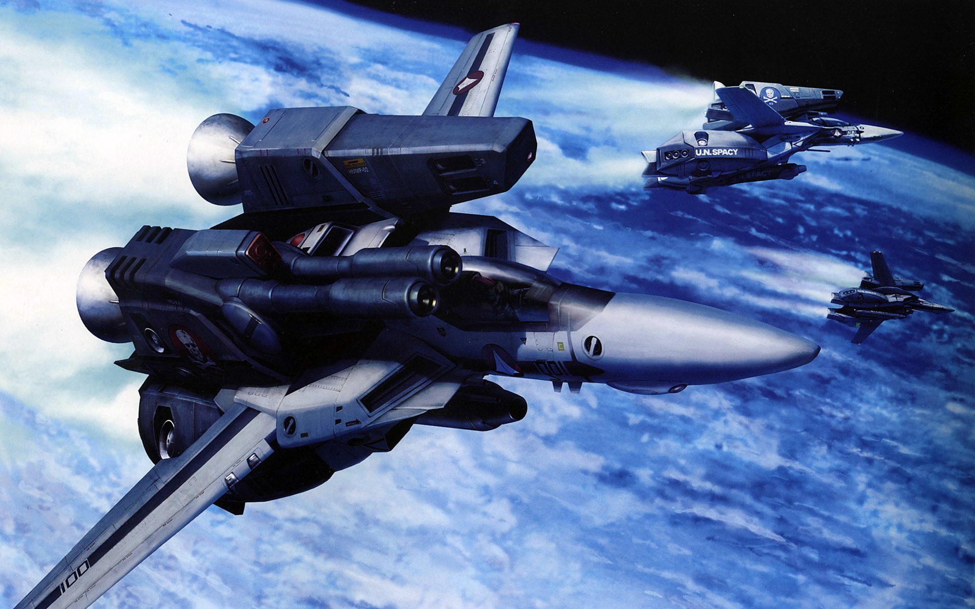 Anime, plane, fighter, Macross, Robotech, 1080P, gray, HD Wallpaper