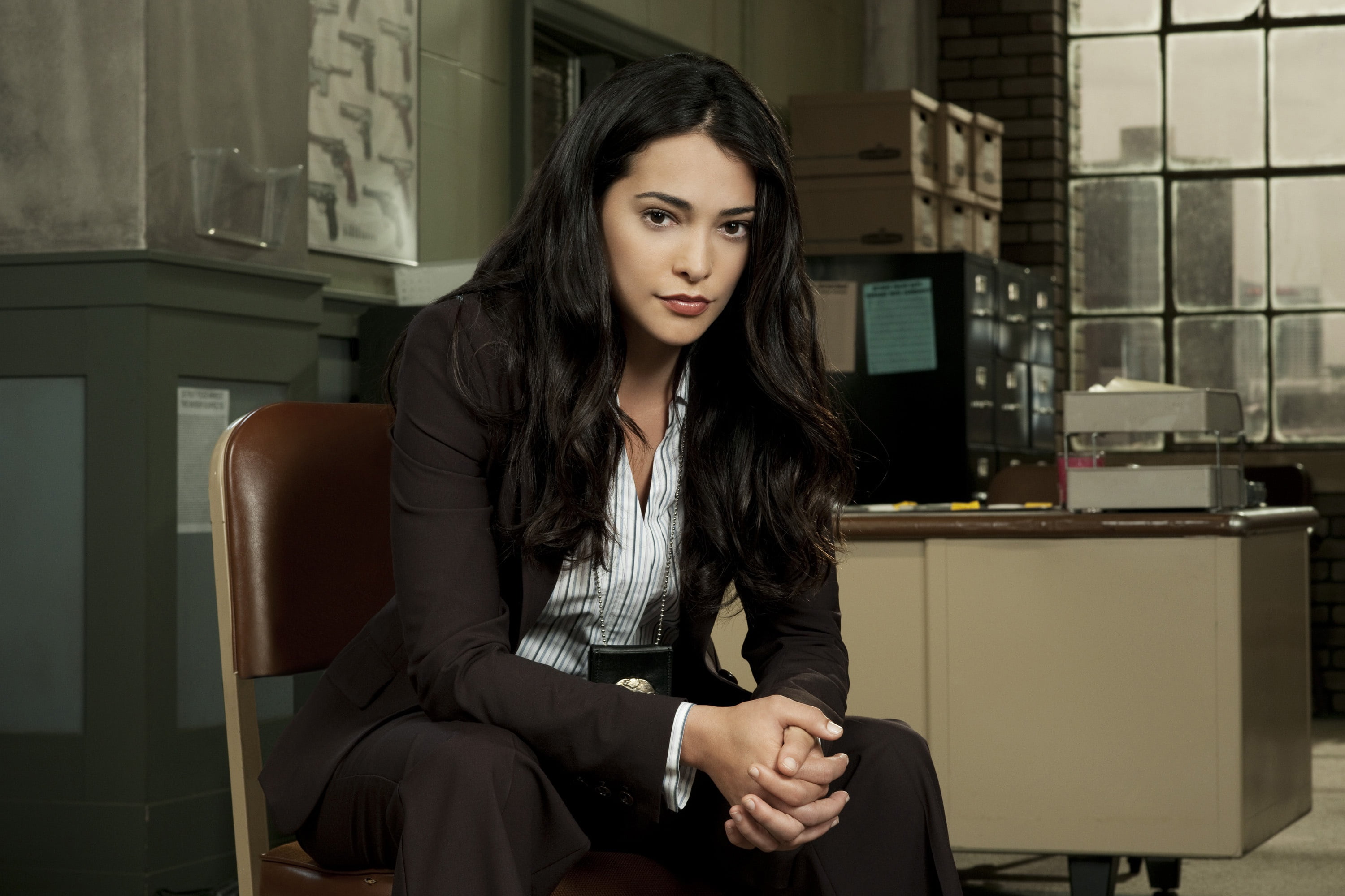 table, sitting, Patrol, End of Watch, Natalie Martinez, costume, 2K, makeup, actress, HD Wallpaper