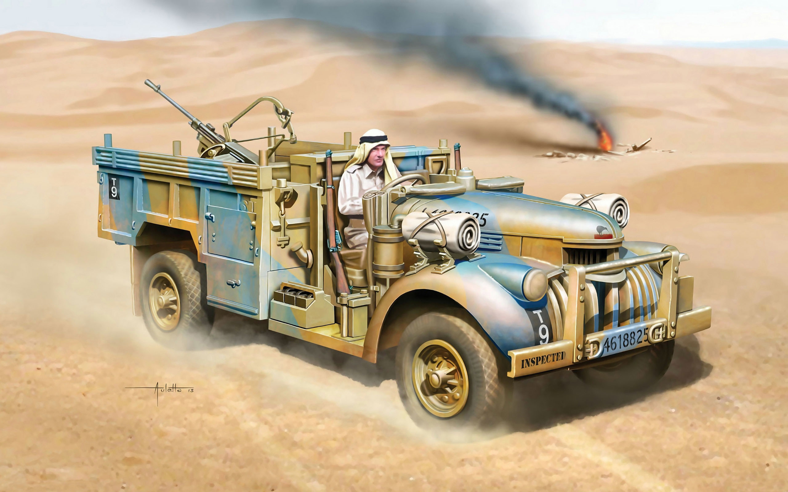 Raider, 2K, Campaign, patrol, Desert, the beginning, Commanders Car, North Africa, art, special forces, North African, WW2., Long Range Desert Group Patrol Car, HD Wallpaper