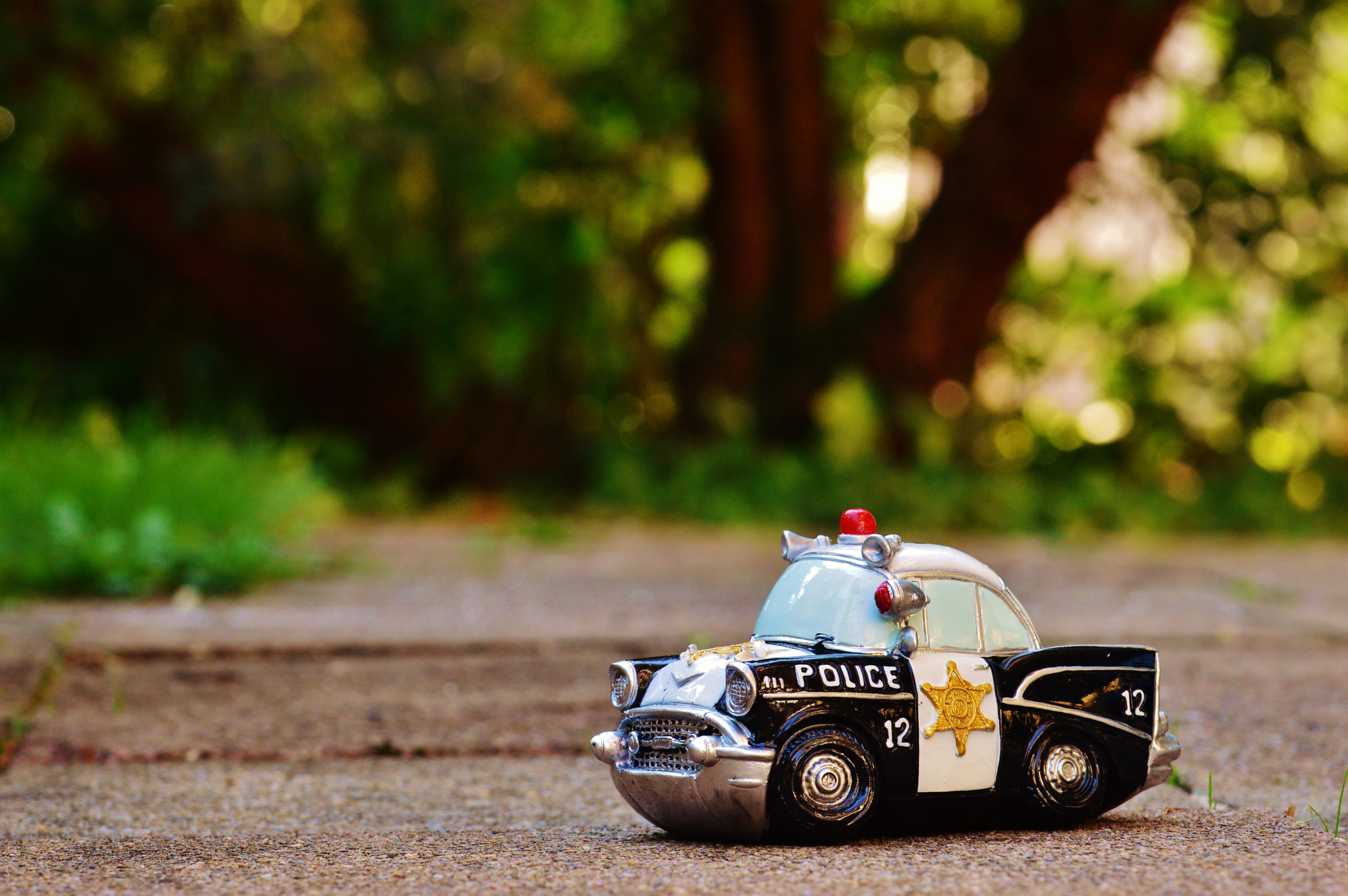 car, near, black, nature, toy car, copy space, 4K, mode of transportation, retro, motor vehicle, tree, miniature, emergency, plant, focus, childhood, day, HD Wallpaper