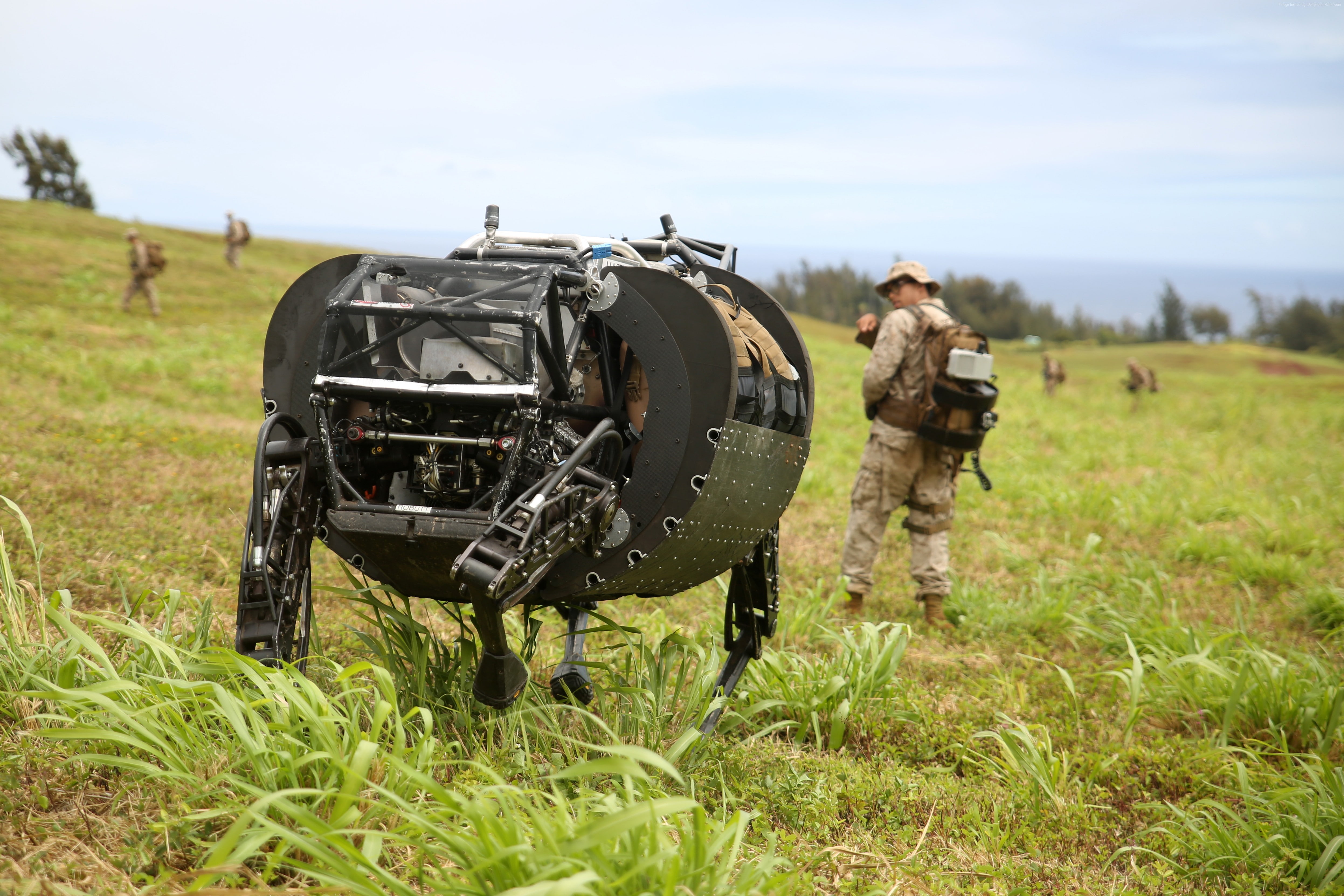 test, 4K, army, patrol, robotic mule, U.S. Marine, LS3 Cujo, robot, HD Wallpaper