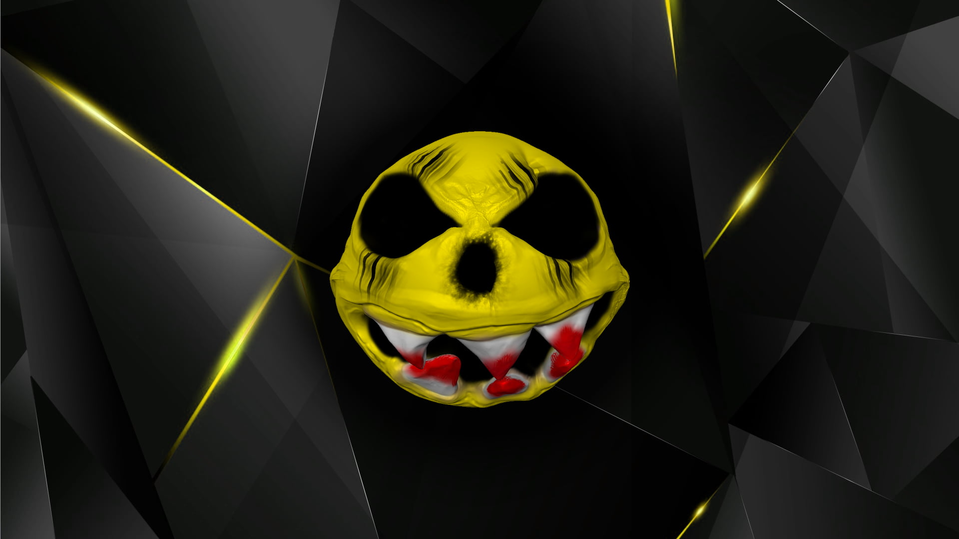 1080P, black background, yellow, art and craft, studio shot, indoors, human skeleton, scary face, horror, representation, black color, shape, emotion, HD Wallpaper