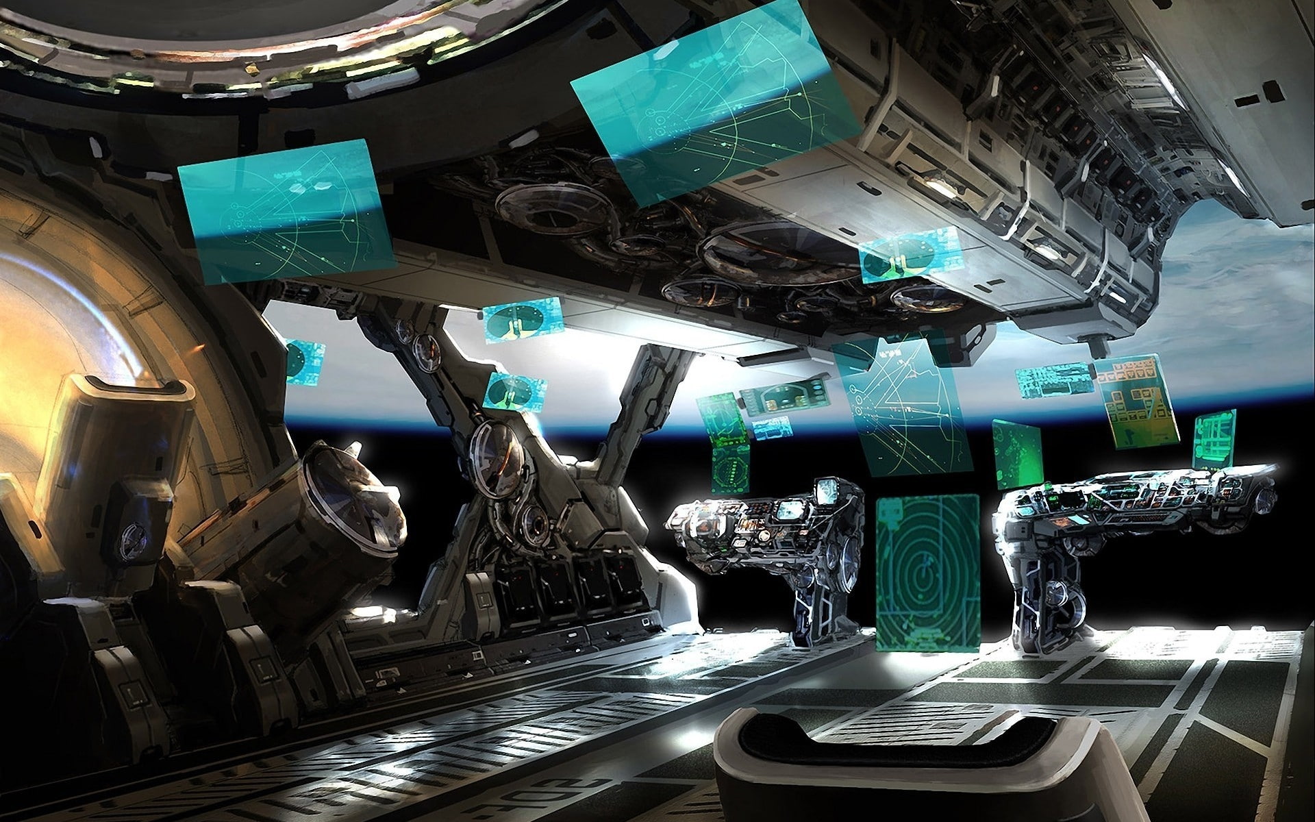 navigating, spaceships, bridges, x, abstract, science, fantasy art, bridge, art, hd, 1080P, fiction, fantasy, HD Wallpaper