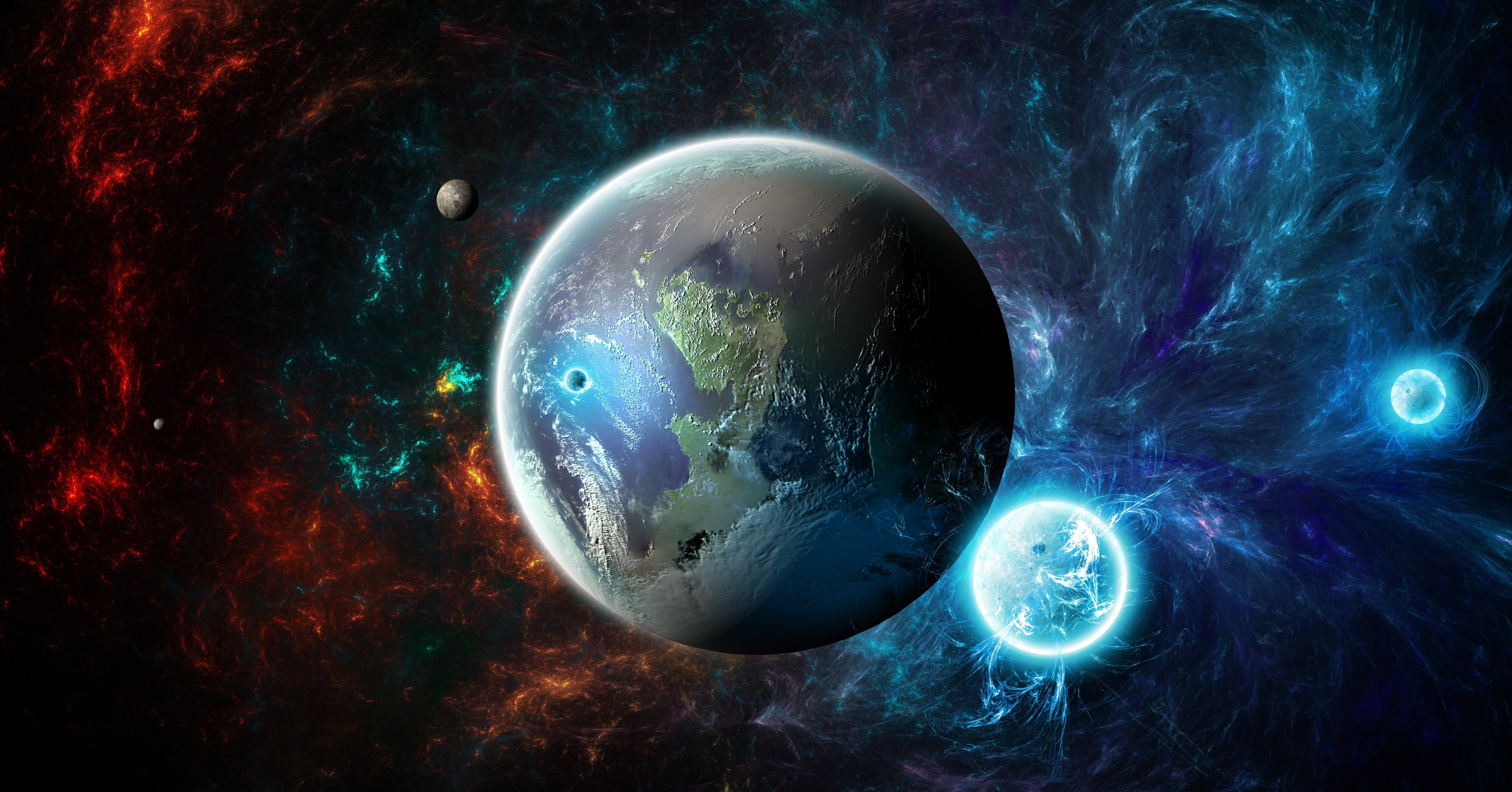 abstract, night, sky, digital, Planeta, dark, illuminated, digital composite, glowing, nature, the universe, technology, eclipse, planet earth, black background, HD Wallpaper