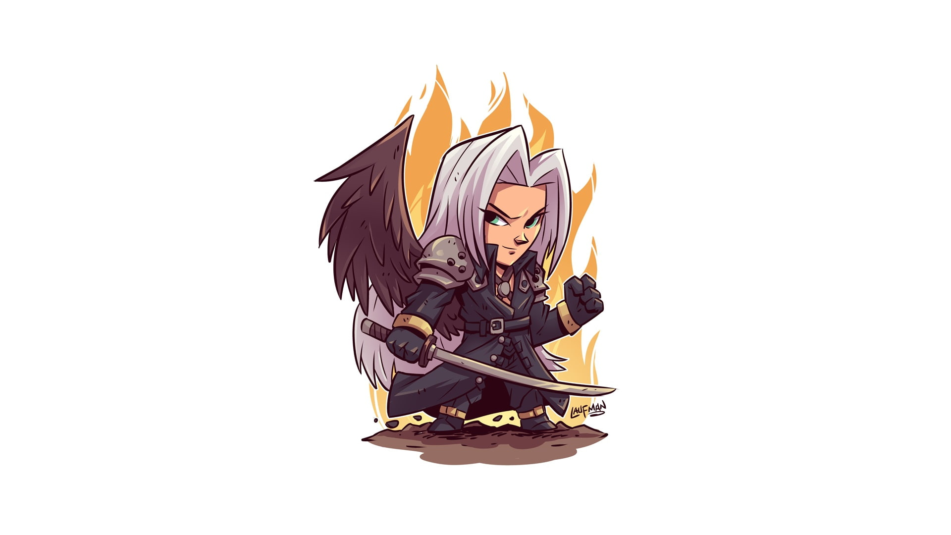 Sephiroth, white background, 1080P, video games, artwork, simple background, HD Wallpaper