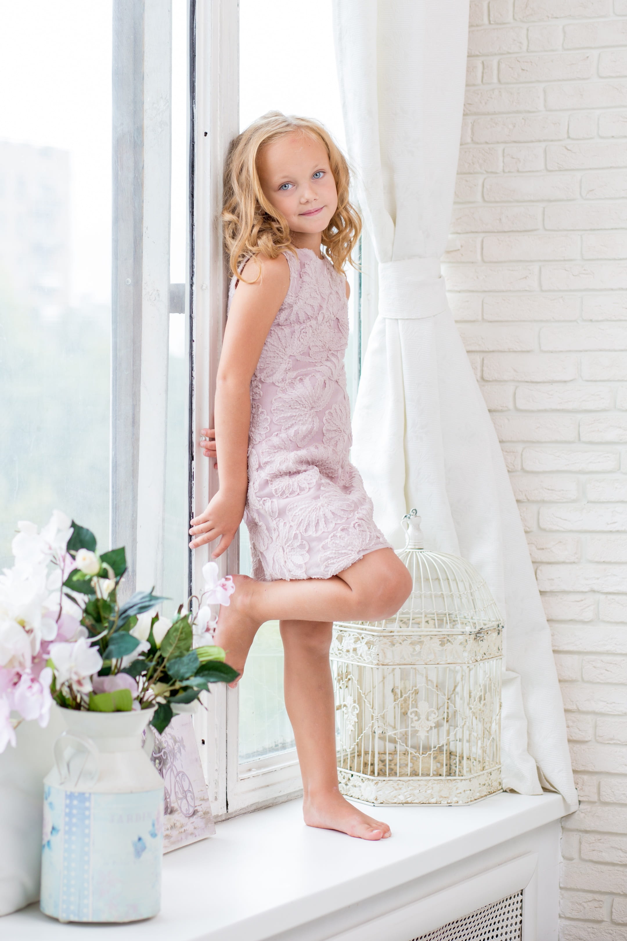 pink, lifestyles, child, bedroom, standing, hair, home, blond hair, fashion, portrait, flower, person, innocence, leisure activity, white, pretty, adorable, Phone HD Wallpaper