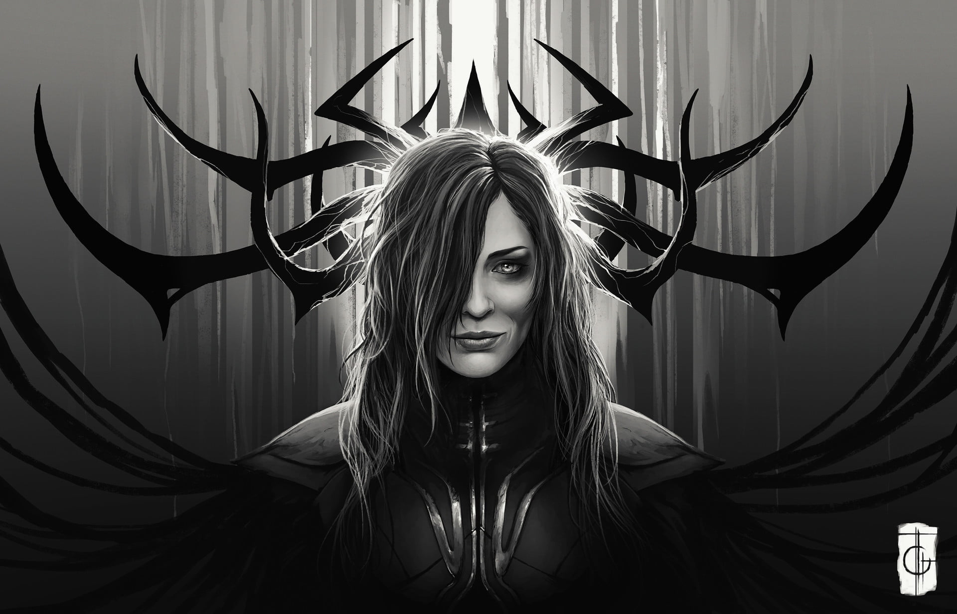 1080P, Marvel Comics, Thor : Ragnarok, Rodney Amirebrahimi, Hela, digital art, drawing, Cate Blanchett, fan art, HD Wallpaper