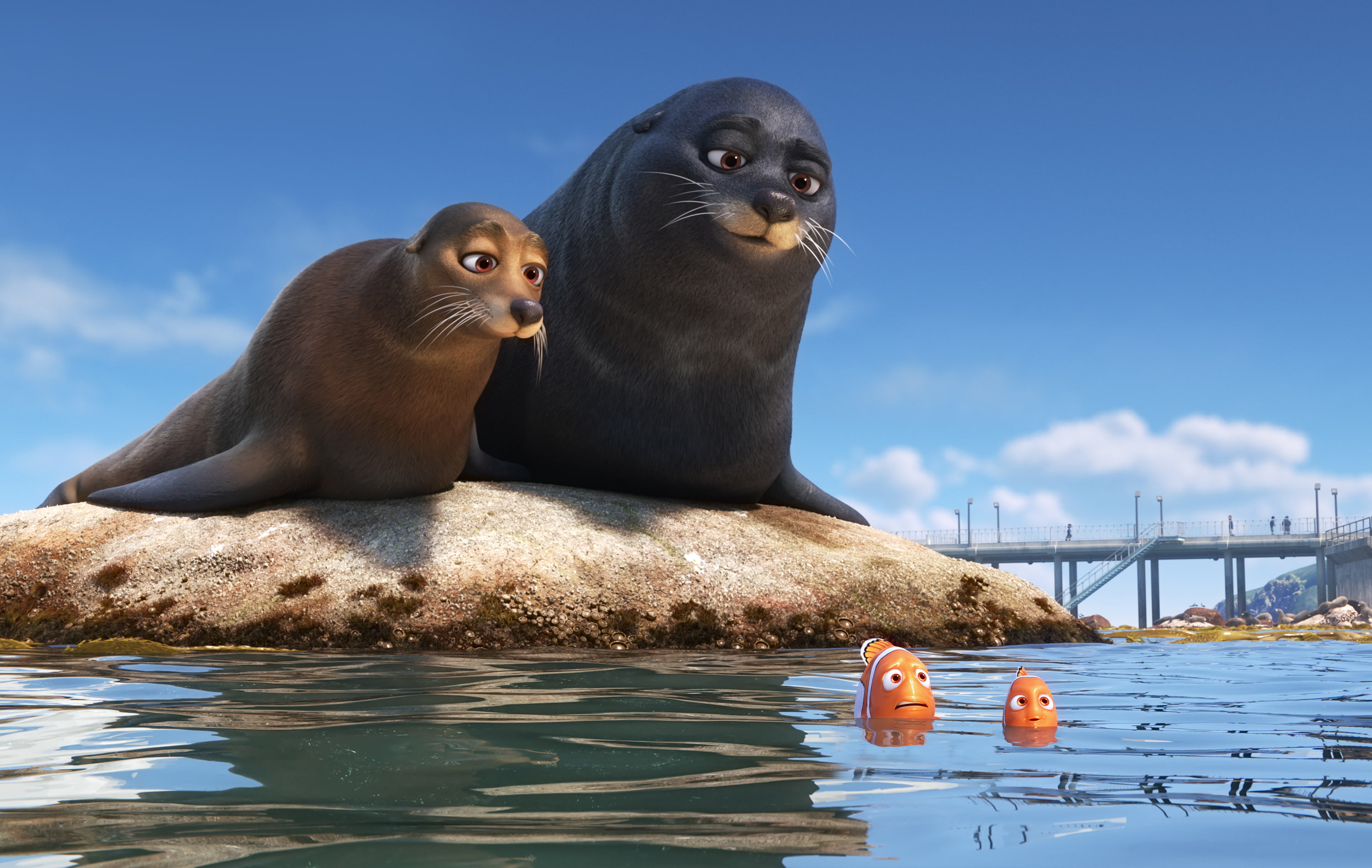 Finding Dory, Animation, dory, pixar, disney, movie, scene, Marlin, finding, Sea Lions, 2K, Nemo, HD Wallpaper