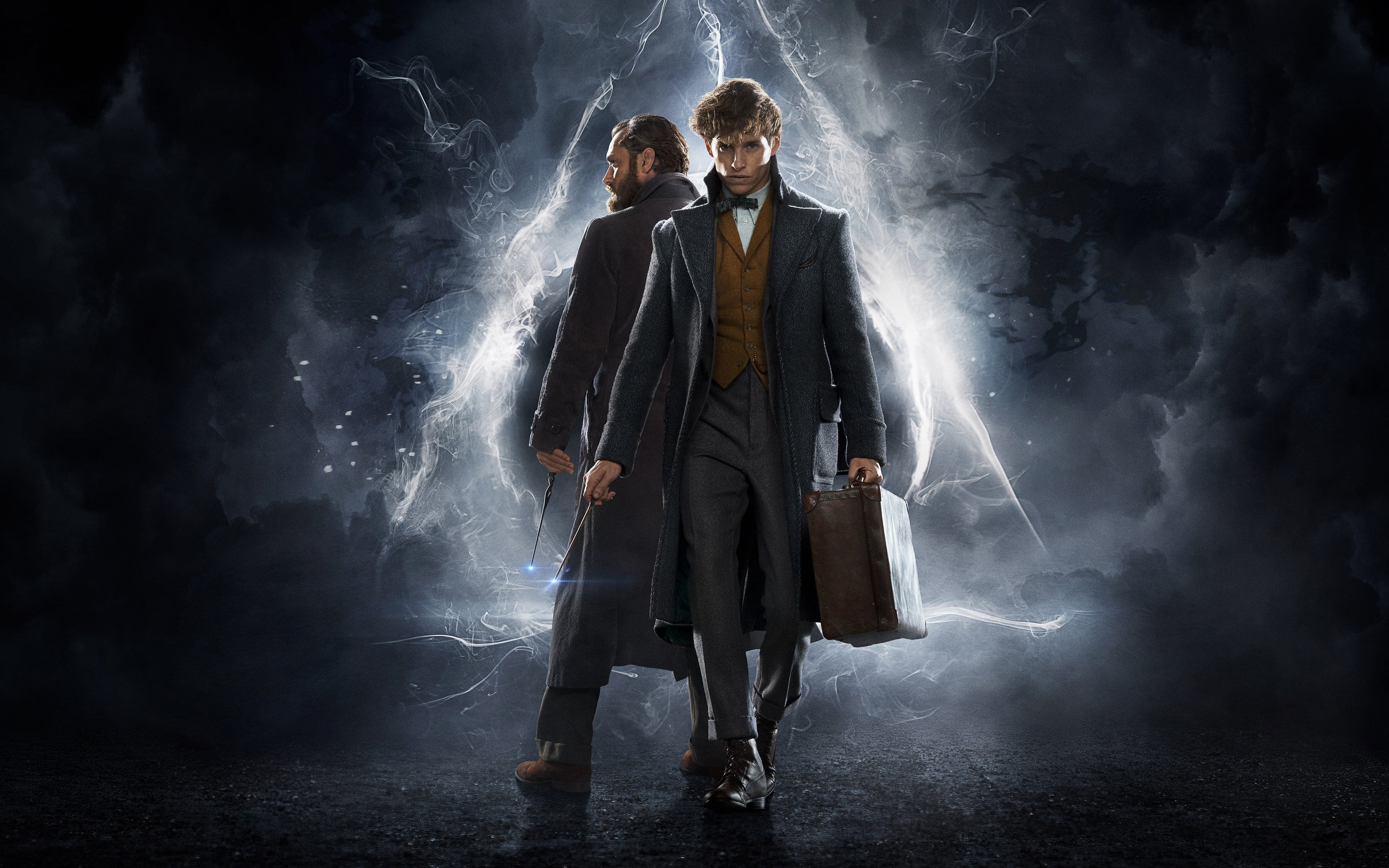 black background, night, Beasts, formalwear, two people, men, Grindelwald, Fantastic, event, full length, tuxedo, The, 4K, k, wedding, males, nature, young adult, HD Wallpaper
