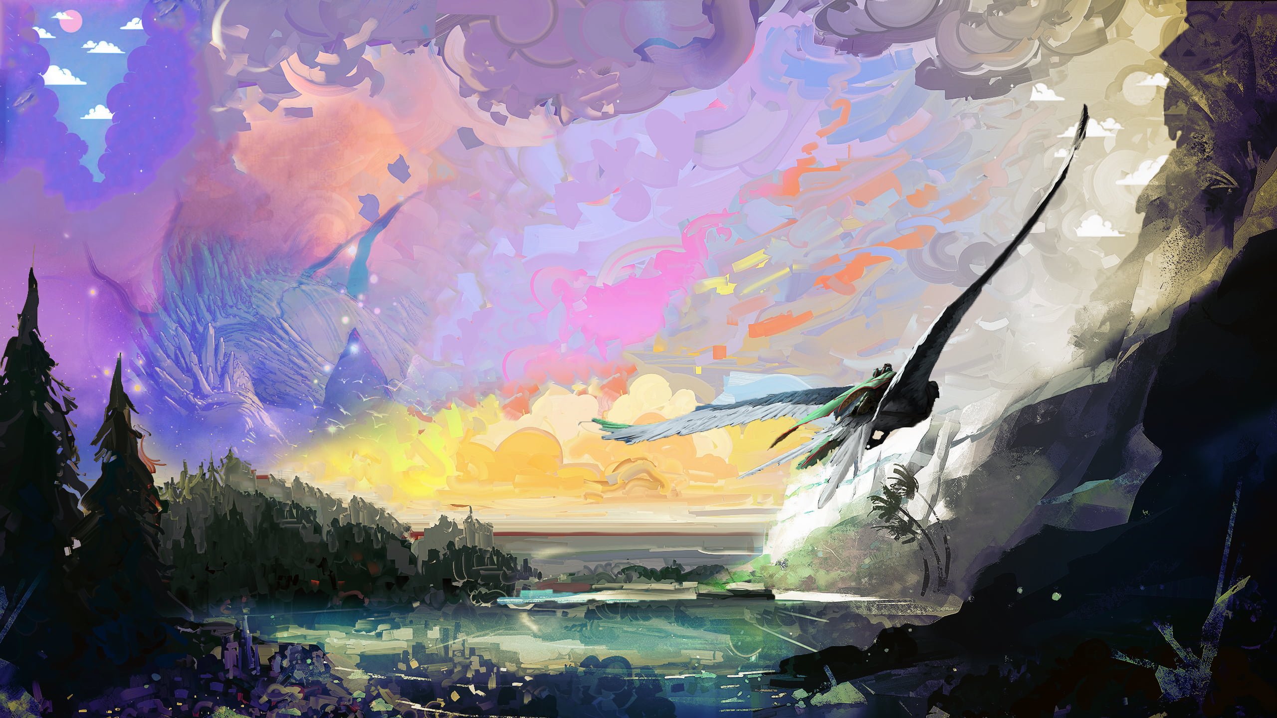 digital art, digital, dragon, bird of prey, How to Train Your Dragon, clouds, How to Train Your Dragon 2, multi art, Fantastic Beasts: The Crimes of Grindelwald, HD Wallpaper