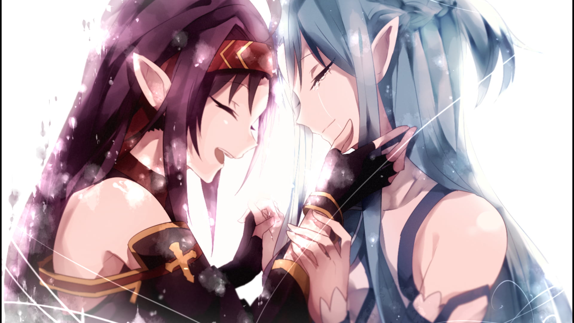 helmet, fashion, two people, adult, disguise, 1080P, reflection, portrait, sunglasses, mask, protection, lifestyles, Konno Yuuki, Sword Art Online, Yuuki Asuna, HD Wallpaper
