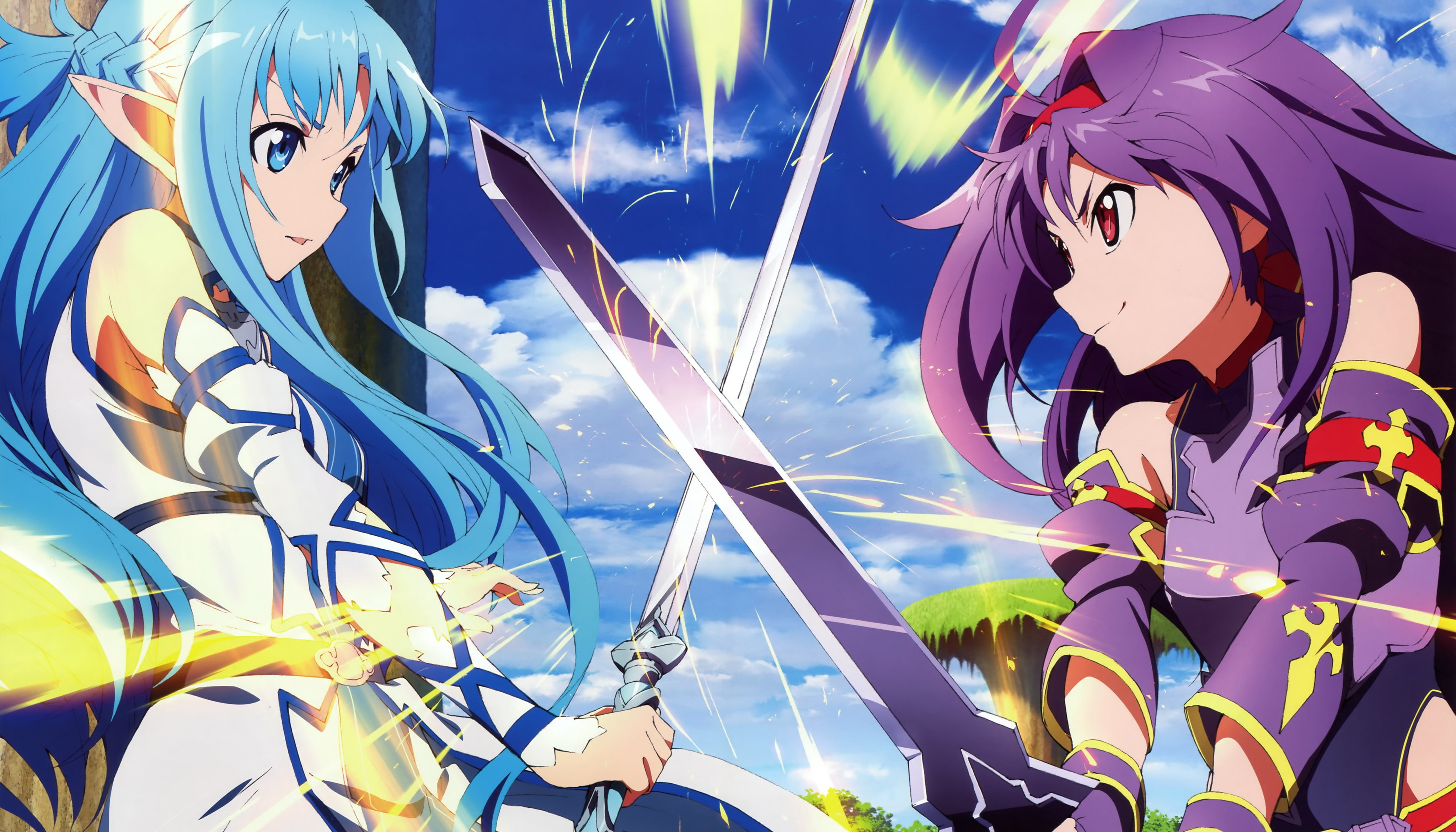 blue, protection, reflection, Sword Art Online, close-up, sailboat, representation, anime girls, creativity, no people, cloud - sky, Yuuki Asuna, sky, day, HD Wallpaper