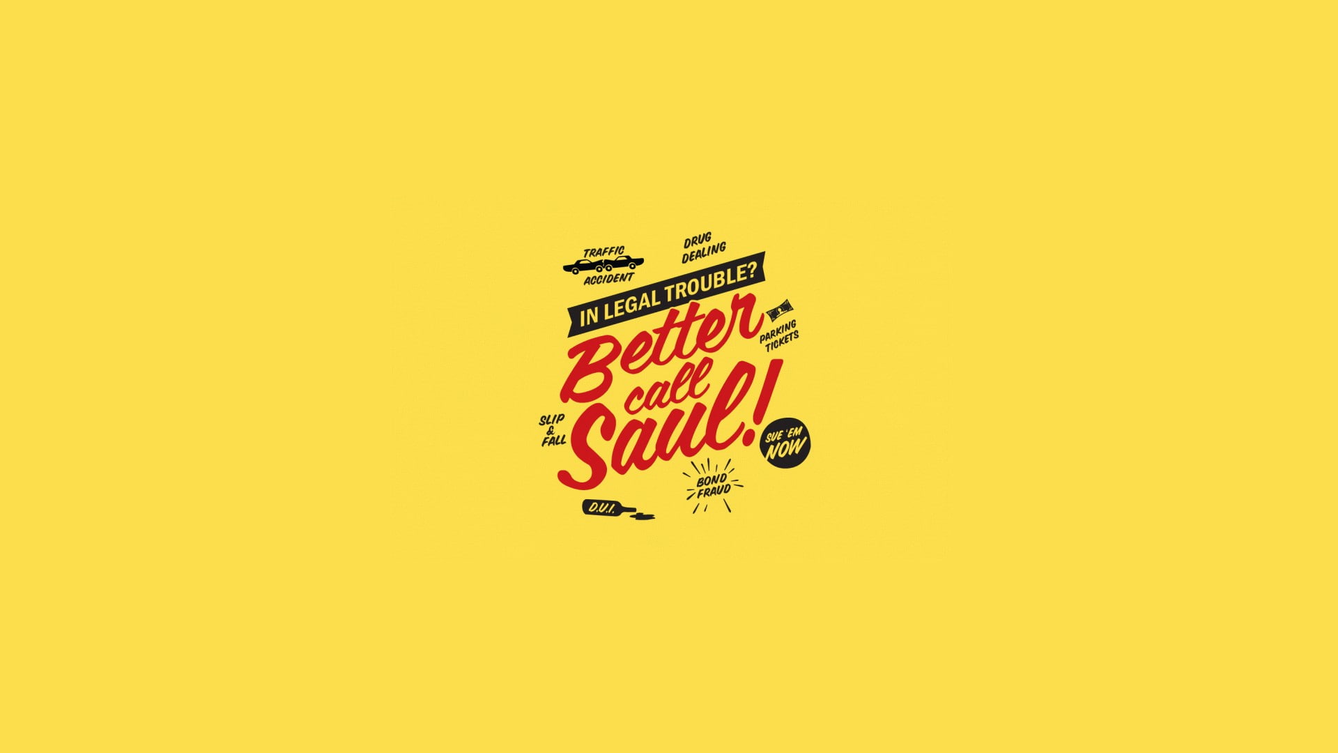 text, yellow, close-up, sign, red, communication, no people, 1080P, cut out, colored background, nature, animal, direction, better call saul breaking bad, HD Wallpaper