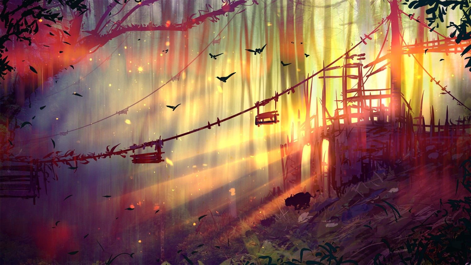sunset, sunlight, 720P, city, forest, outdoors, transportation, building exterior, nature, sun rays, no people, lens flare, plant, built structure, HD Wallpaper