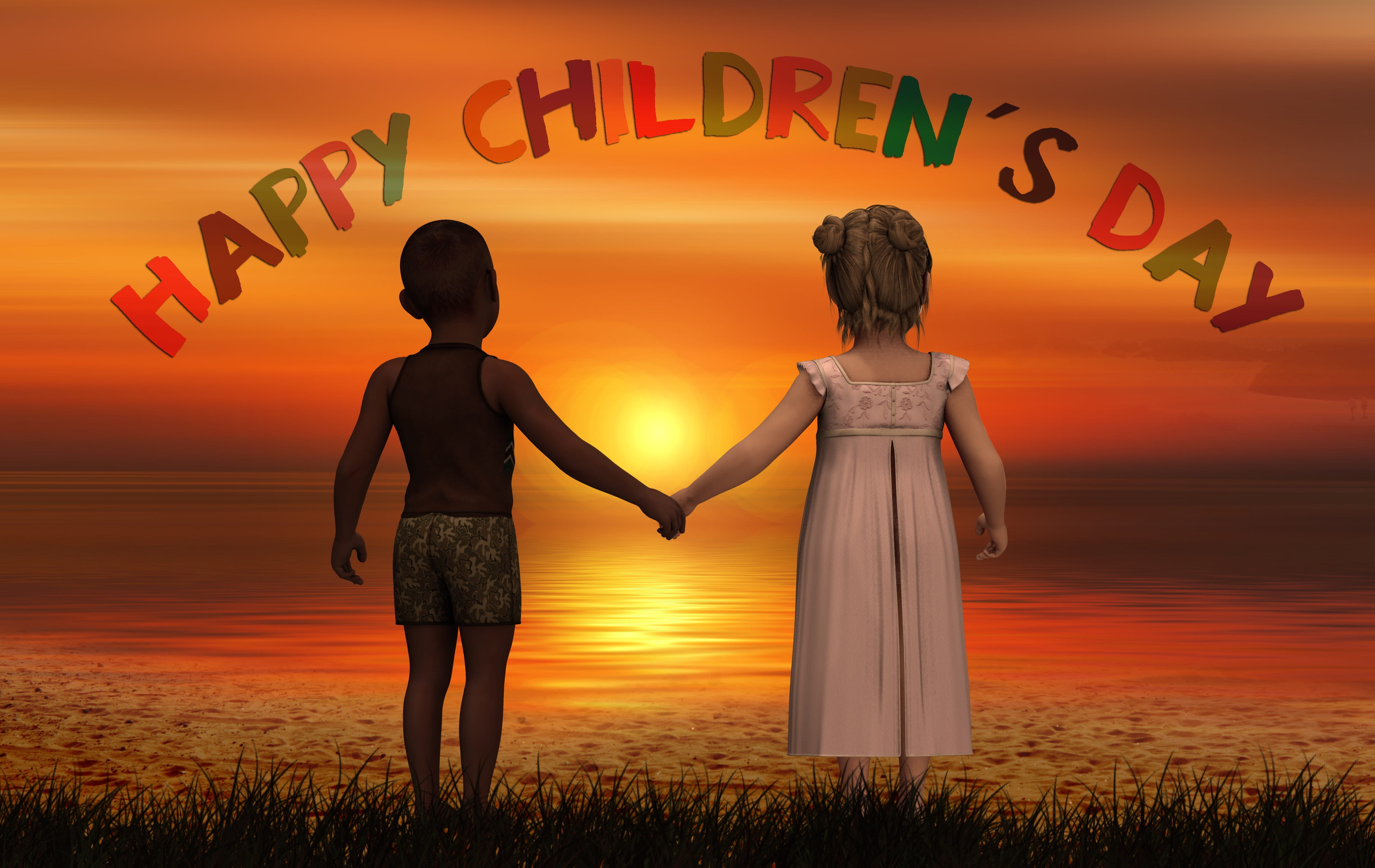 peaceful, standing, children, couple - relationship, world childrens day, together, skin color, star, play, unit, full length, emotion, peace, earth, affection, HD Wallpaper