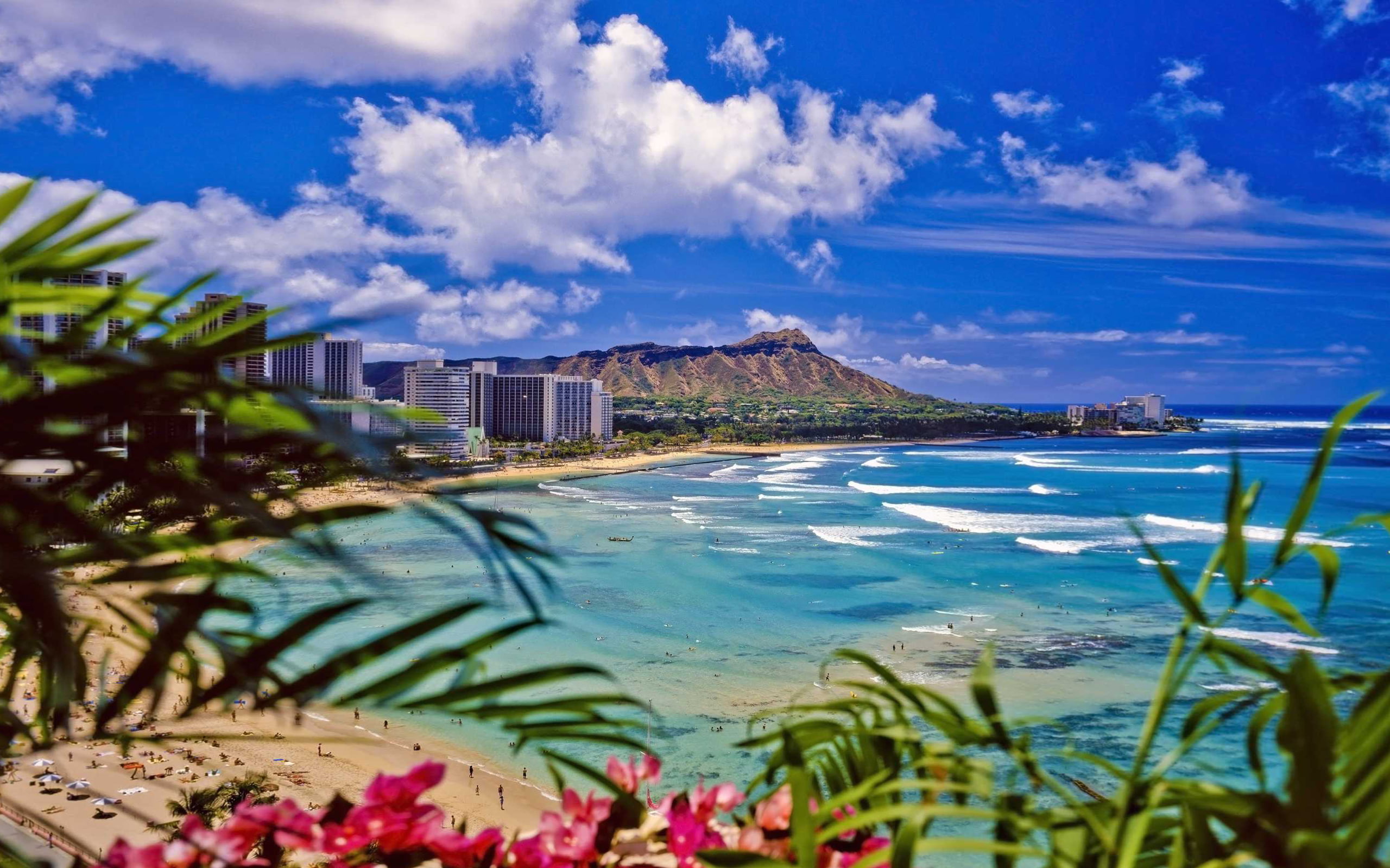 beach, oahu, hd, desktop, 2K, waikiki, HD Wallpaper